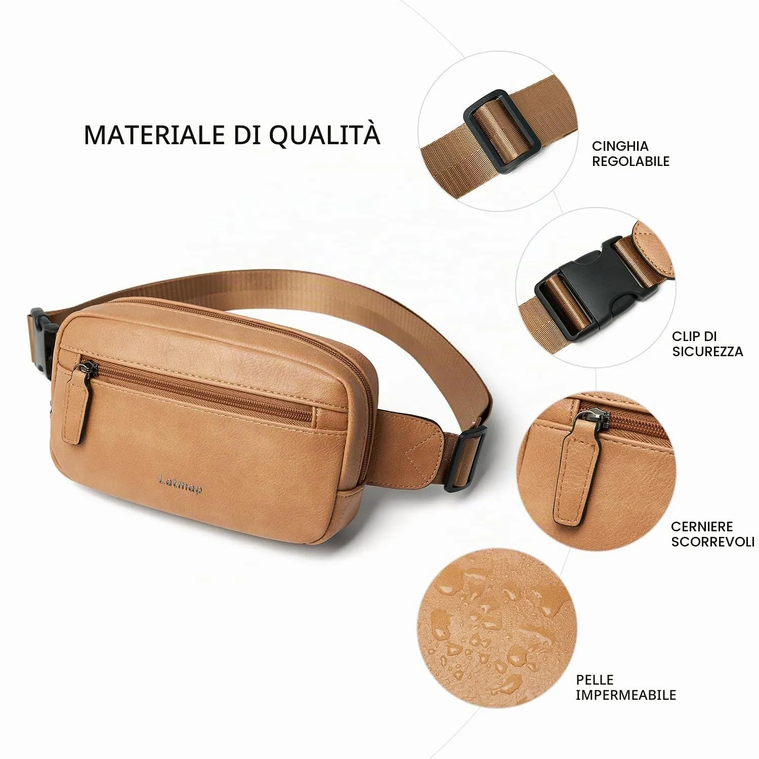 LATMAP Marsupio Donna in Pelle PU, Borsa a Tracolla e Borsa a Vita Piccola - immagine 5