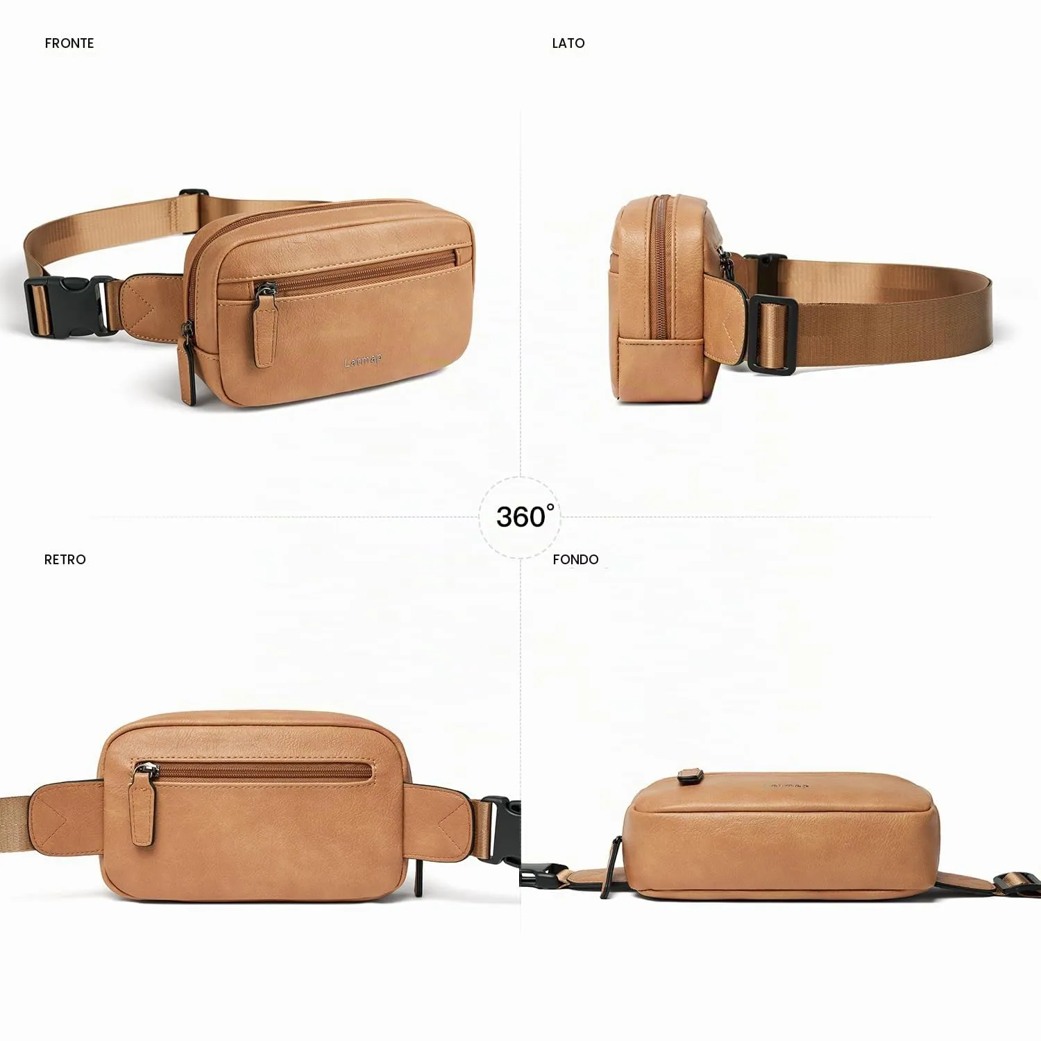 LATMAP Marsupio Donna in Pelle PU, Borsa a Tracolla e Borsa a Vita Piccola - immagine 6