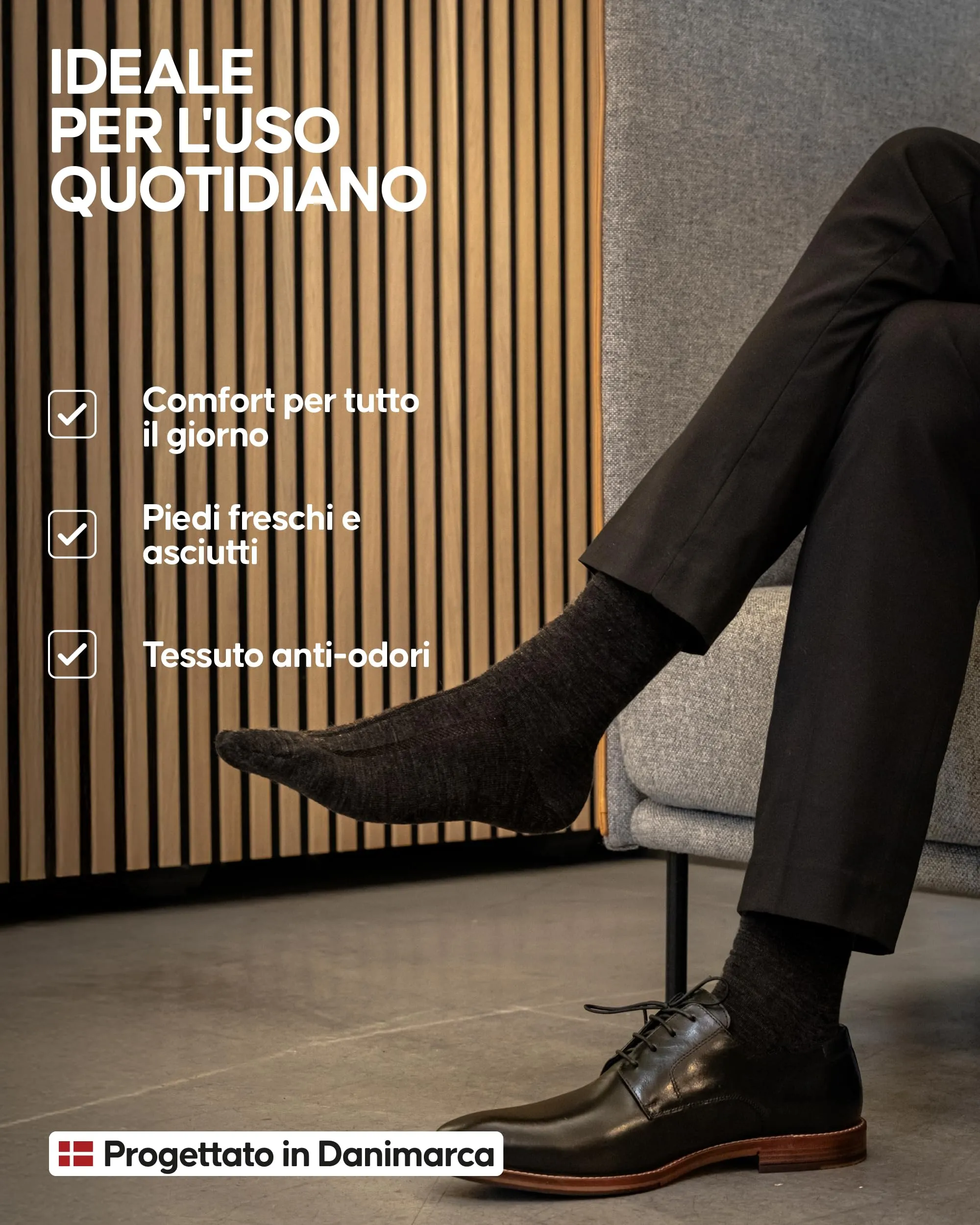 Danish Endurance Calzini in Lana Merino, Nero, 35-38 - immagine 3