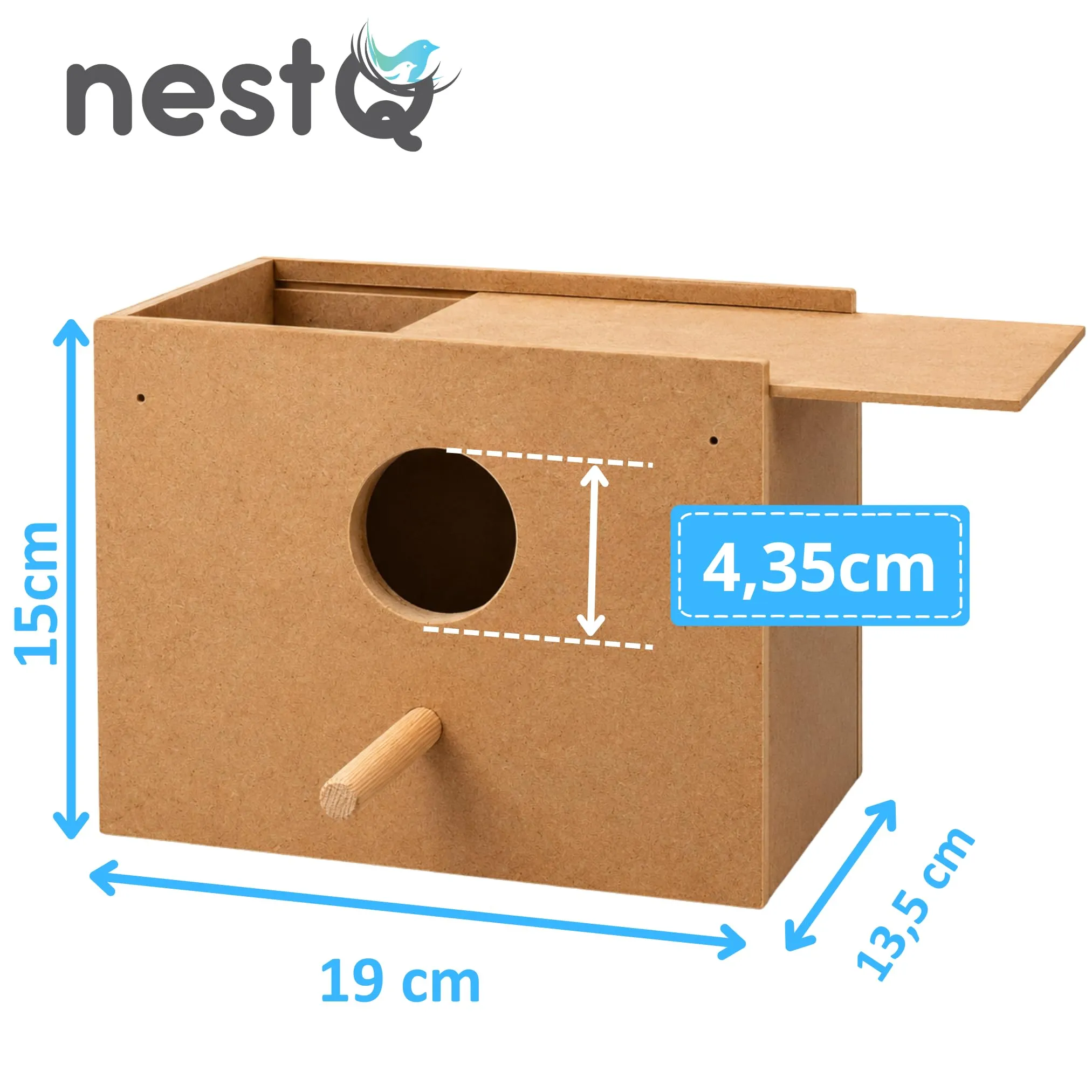 nestQ Nido in Legno da Cova per Cocorite e Pappagallini, 19 x 15 x 13,5 cm - immagine 3