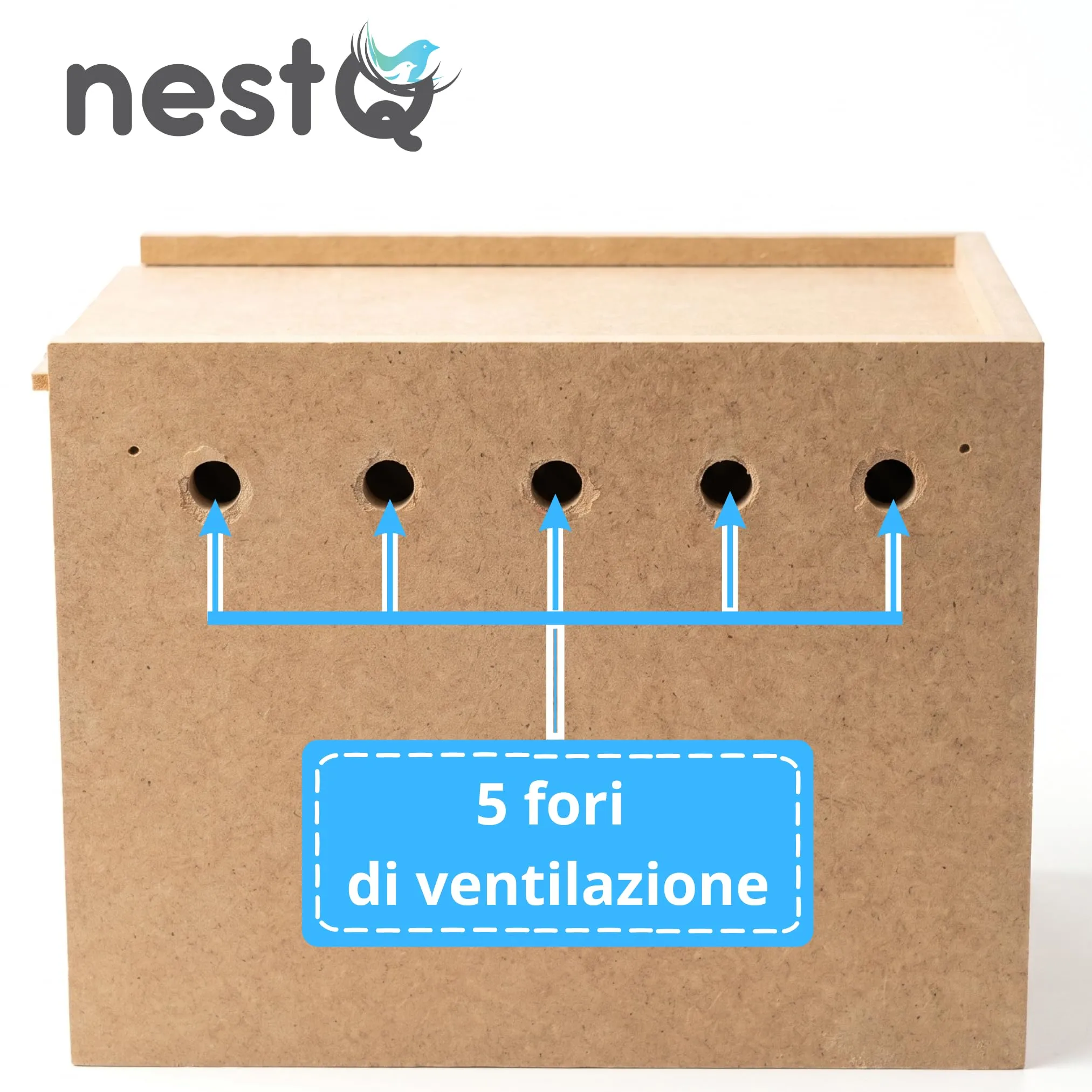 nestQ Nido in Legno da Cova per Cocorite e Pappagallini, 19 x 15 x 13,5 cm - immagine 5