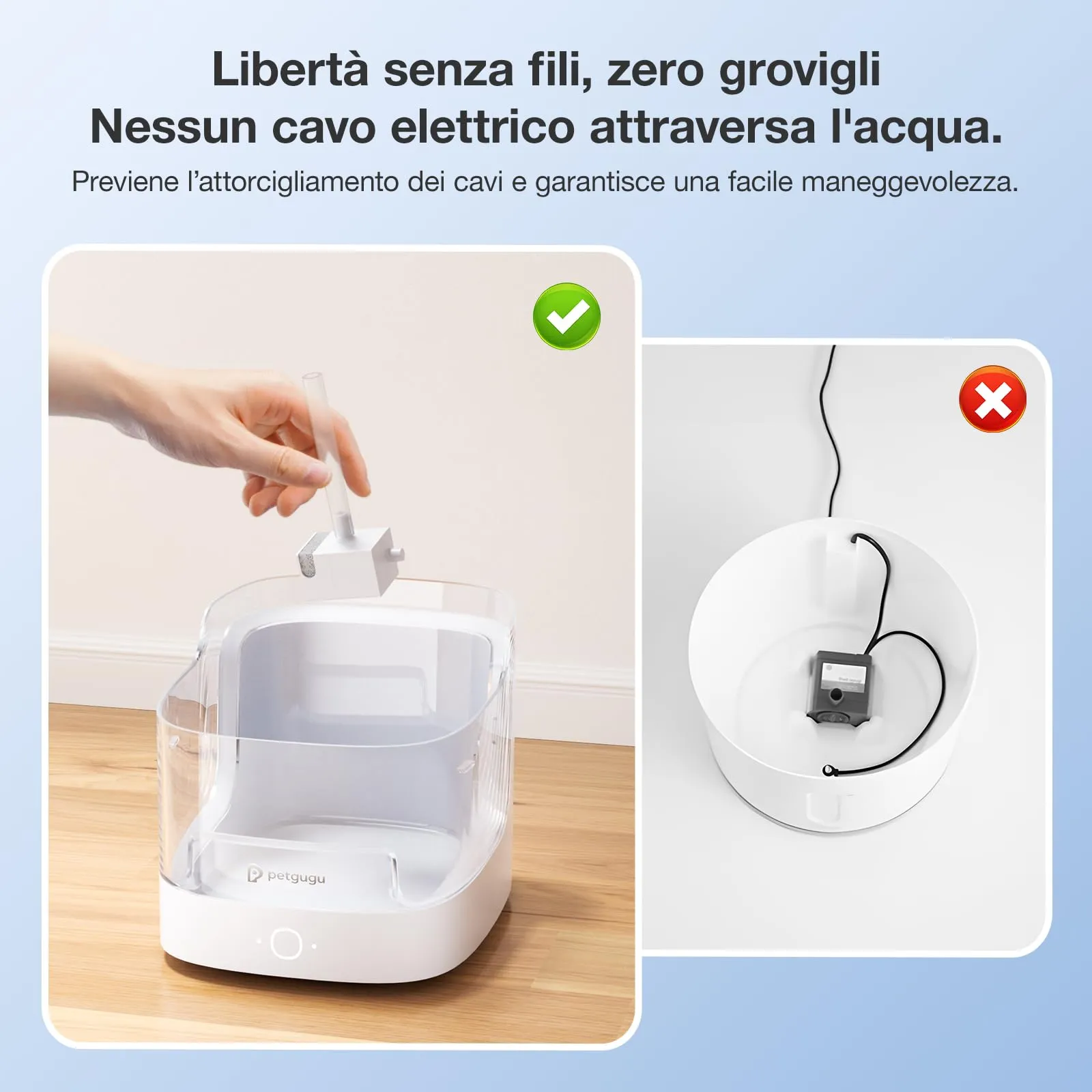 PETGUGU Pompa di Ricambio per Fontanella per Gatti PF1, PF1L, Wireless e Ultra Silenziosa - immagine 3