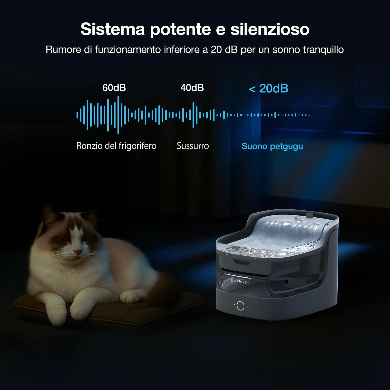 PETGUGU Pompa di Ricambio per Fontanella per Gatti PF1, PF1L, Wireless e Ultra Silenziosa - immagine 4