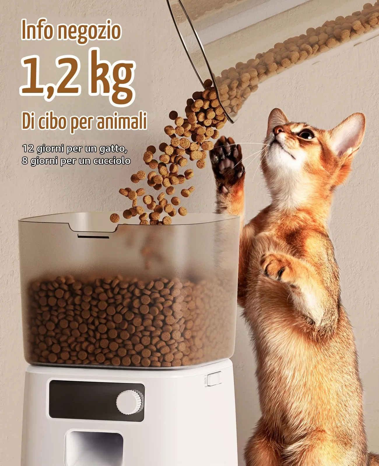 oneisall Alimentatore Automatico per Gatti 3.5L WiFi con Controllo APP, Bianco - immagine 5