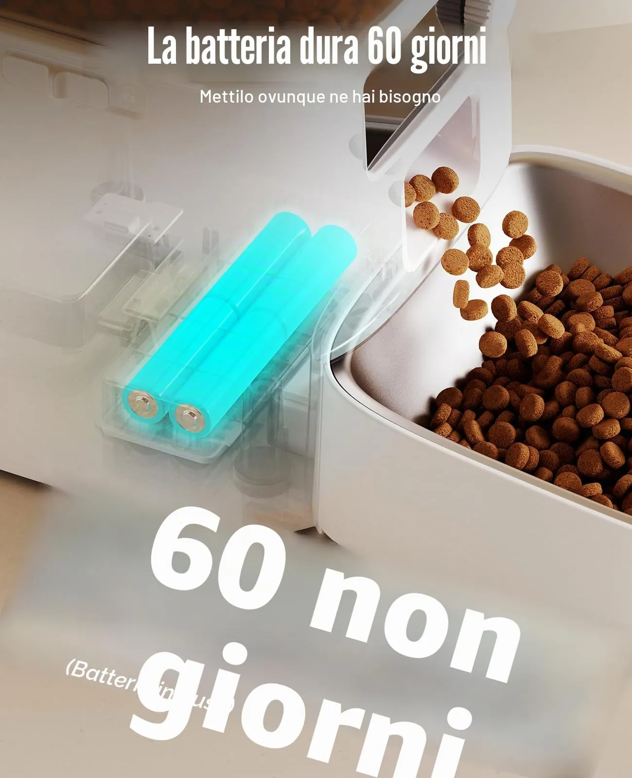 oneisall Alimentatore Automatico per Gatti 3.5L WiFi con Controllo APP, Bianco - immagine 6