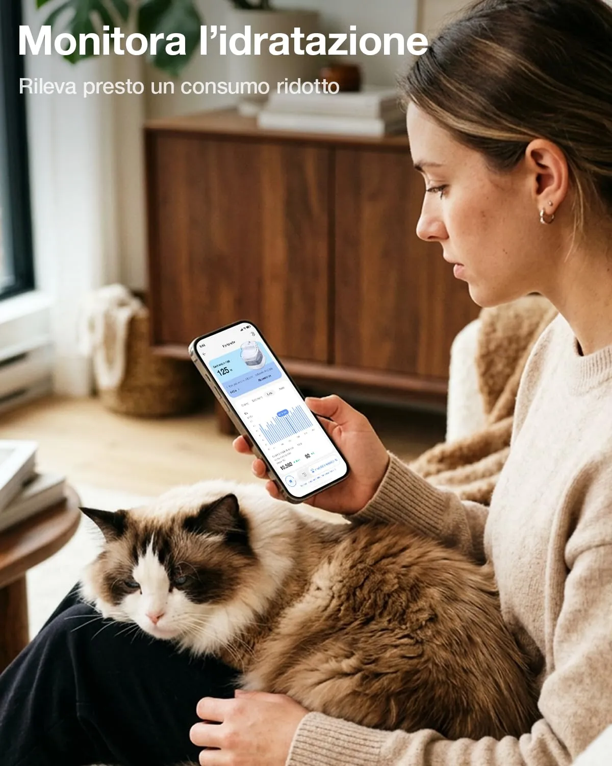 PETGUGU Fontanella per Gatti Intelligente con App e AI, PF1 Marmo, 2L, Pompa Senza Fili, Filtro a 8 Strati, Sensore di Movimento, WiFi 2.4G - immagine 5