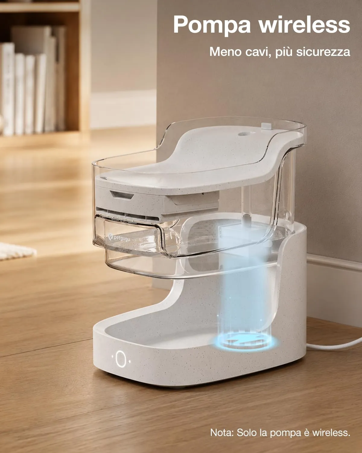 PETGUGU Fontanella per Gatti Intelligente con App e AI, PF1 Marmo, 2L, Pompa Senza Fili, Filtro a 8 Strati, Sensore di Movimento, WiFi 2.4G - immagine 7