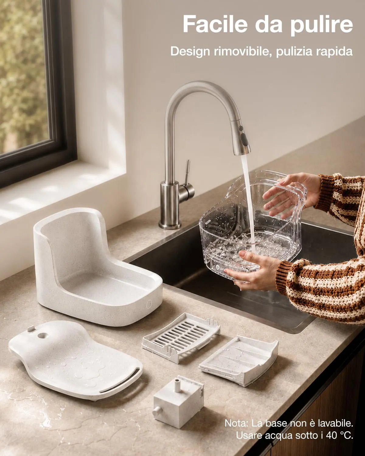 PETGUGU Fontanella per Gatti Intelligente con App e AI, PF1 Marmo, 2L, Pompa Senza Fili, Filtro a 8 Strati, Sensore di Movimento, WiFi 2.4G - immagine 9