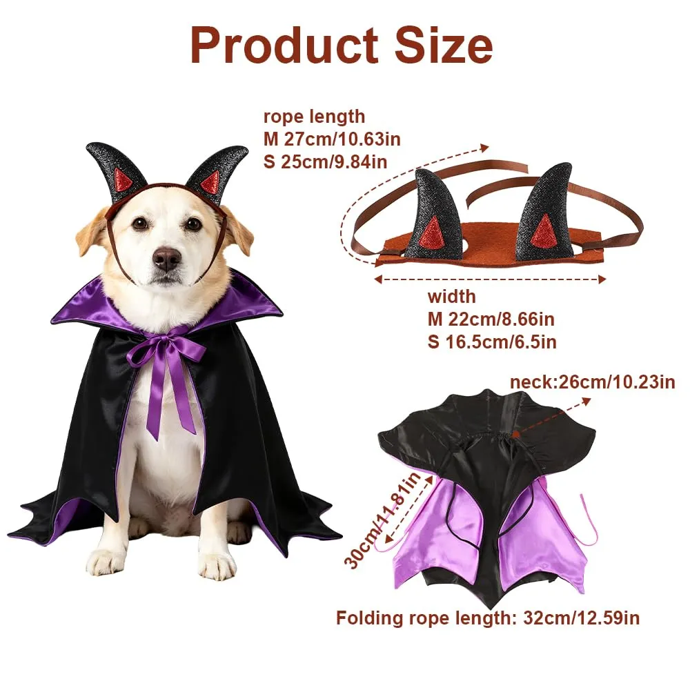 CFifHtOL Costume Halloween Mantello Vampiro Doppia Faccia con Copricapo, Viola, S - immagine 2