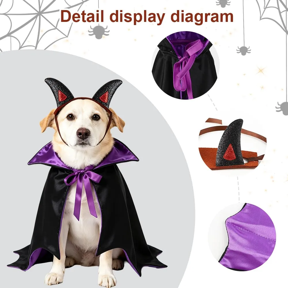 CFifHtOL Costume Halloween Mantello Vampiro Doppia Faccia con Copricapo, Viola, S - immagine 3