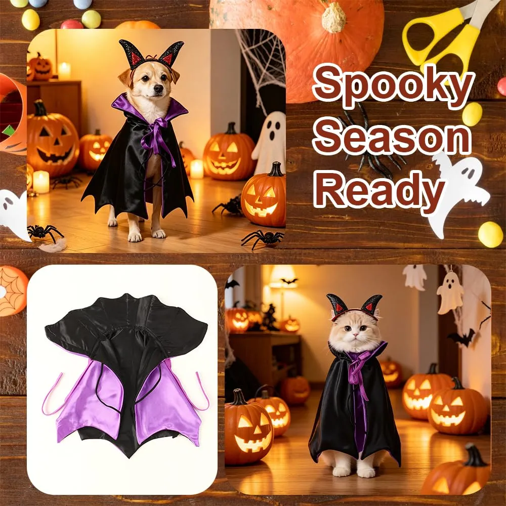 CFifHtOL Costume Halloween Mantello Vampiro Doppia Faccia con Copricapo, Viola, S - immagine 4