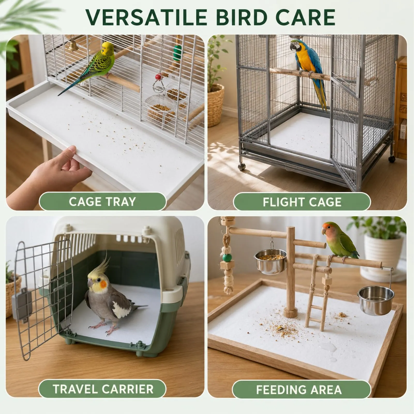 Layposy Carta per Gabbie Uccelli, 100 Fogli, 31x44cm, Assorbente e Resistente agli Strappi - immagine 6