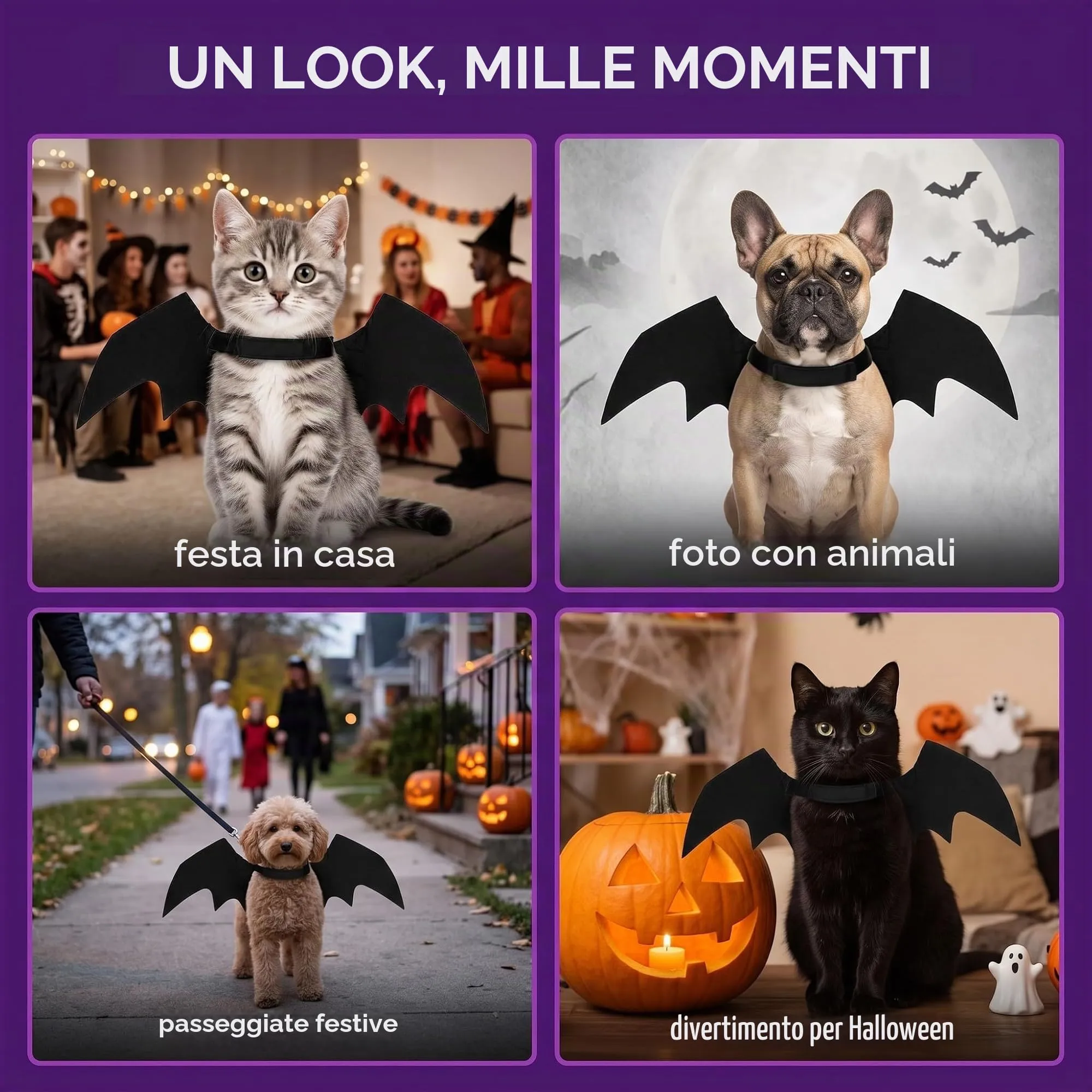 ODZFOS Ali di Pipistrello Costume per Animali Domestici Halloween, Taglia M - immagine 7
