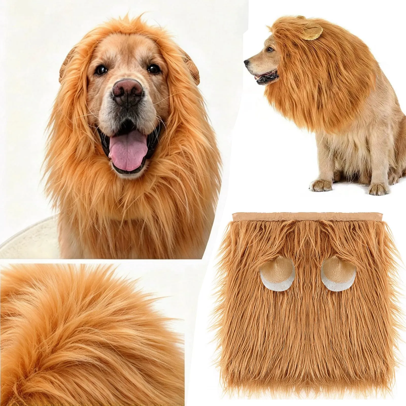 FOSDICK Criniera Leone per Cane con Coda, Costume Halloween per Cani di Taglia Media e Grande, Marrone - immagine 5