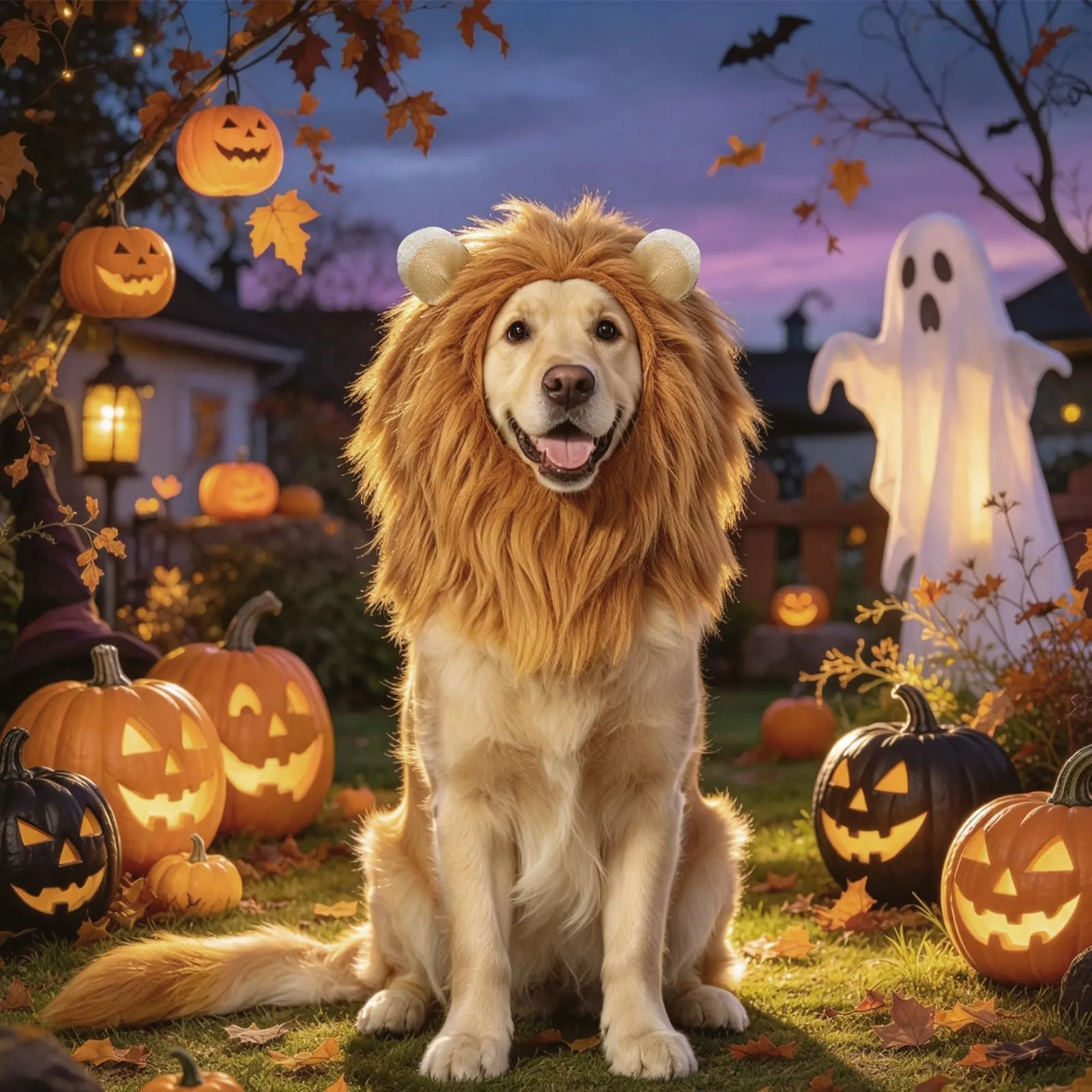 FOSDICK Criniera Leone per Cane con Coda, Costume Halloween per Cani di Taglia Media e Grande, Marrone - immagine 7