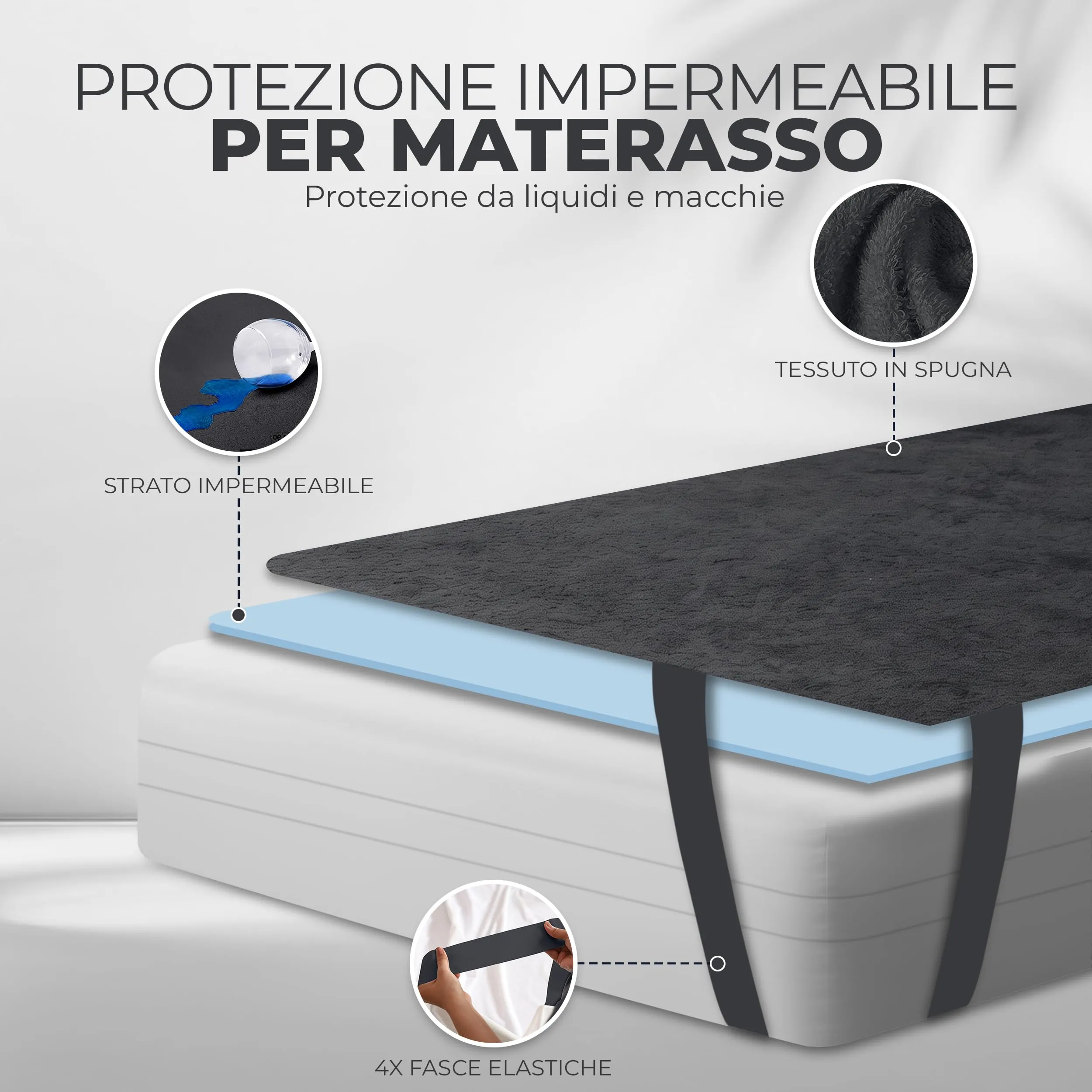 Utopia Bedding Coprimaterasso Impermeabile, 140x200 cm, Grigio - immagine 7