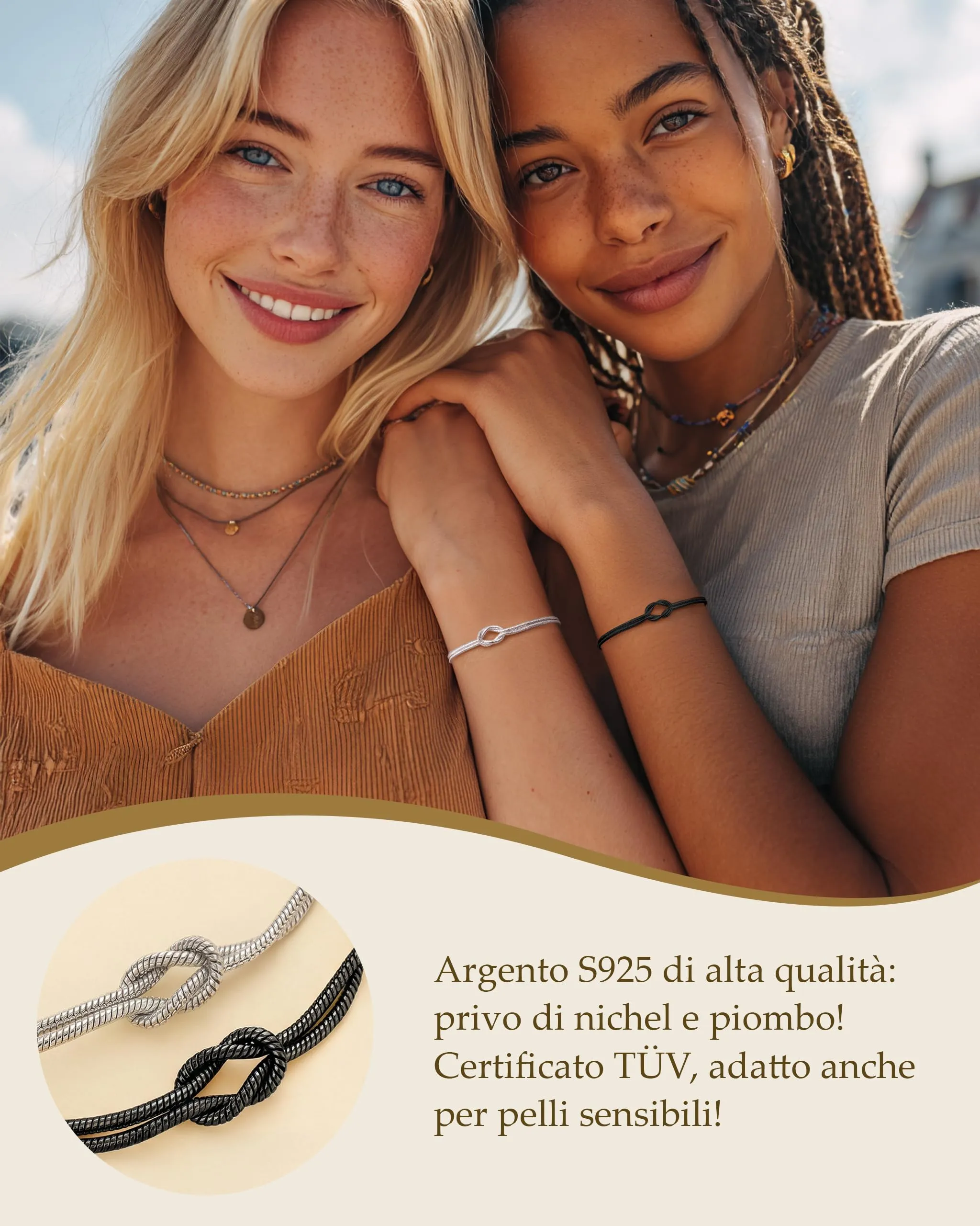 J.Fée Set di 2 Bracciali Nodo in Argento 925 per Donna - immagine 4