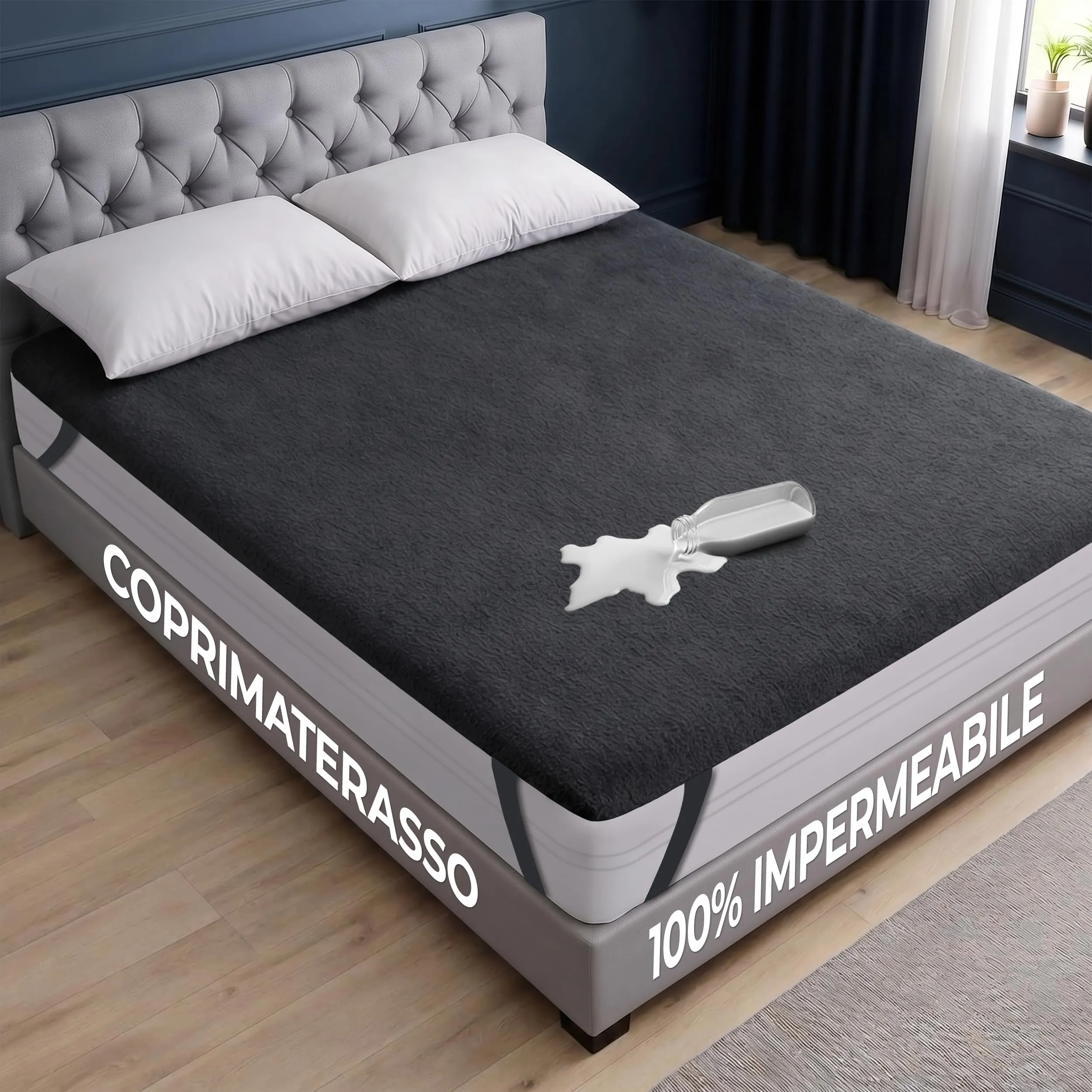 Utopia Bedding Coprimaterasso Impermeabile, 180x200 cm, Grigio - immagine 2