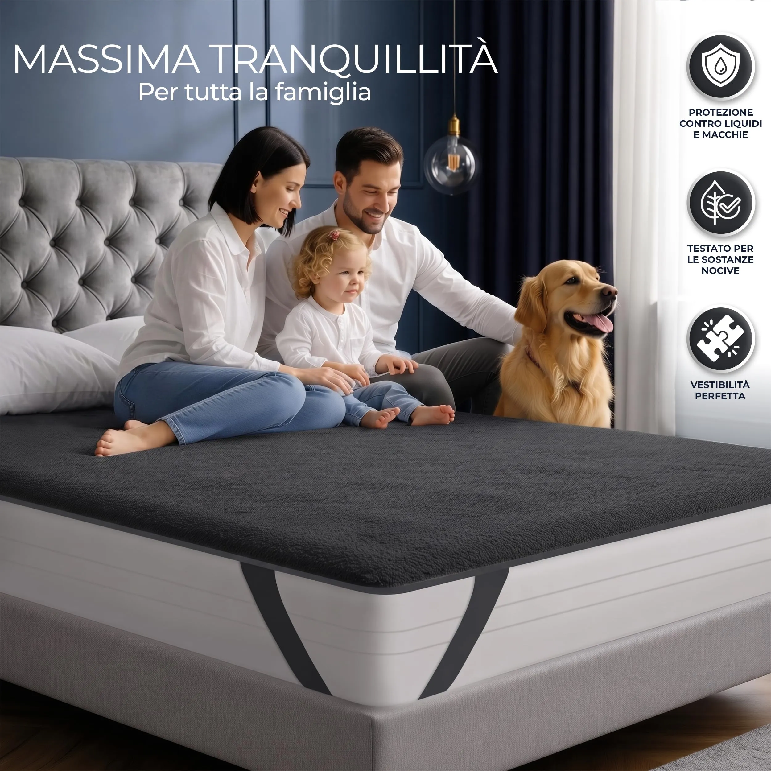 Utopia Bedding Coprimaterasso Impermeabile, 180x200 cm, Grigio - immagine 5