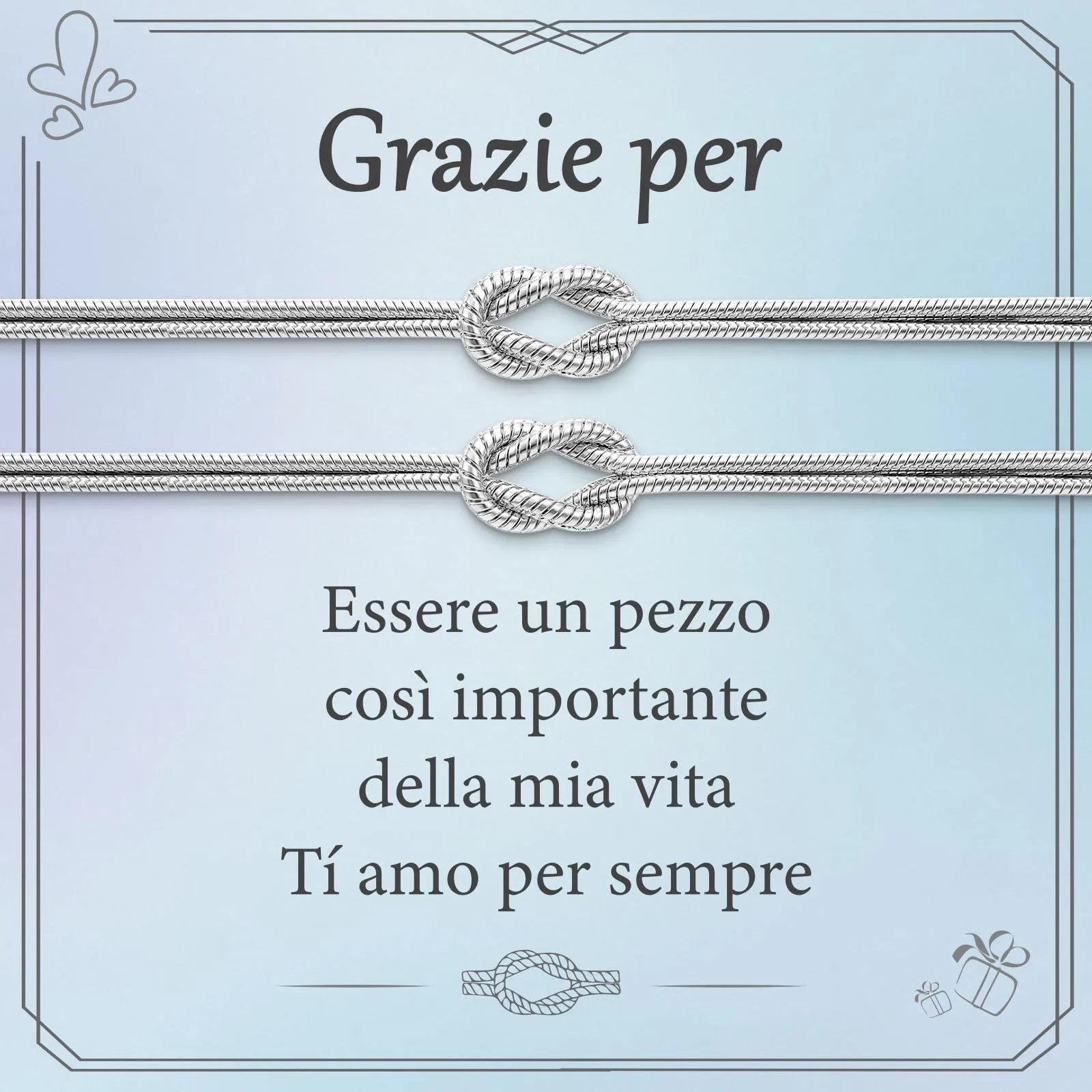 J.Fée Set di 2 Bracciali a Nodo in Argento 925, Argento - immagine 1