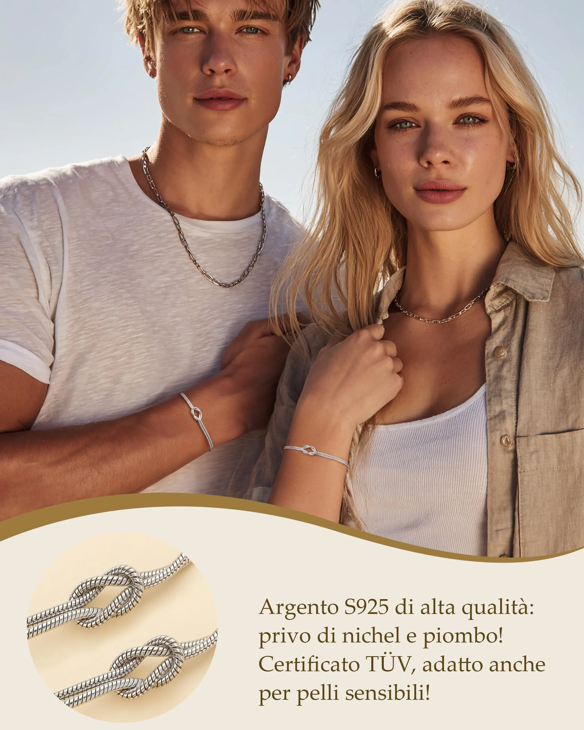 J.Fée Set di 2 Bracciali a Nodo in Argento 925, Argento - immagine 4