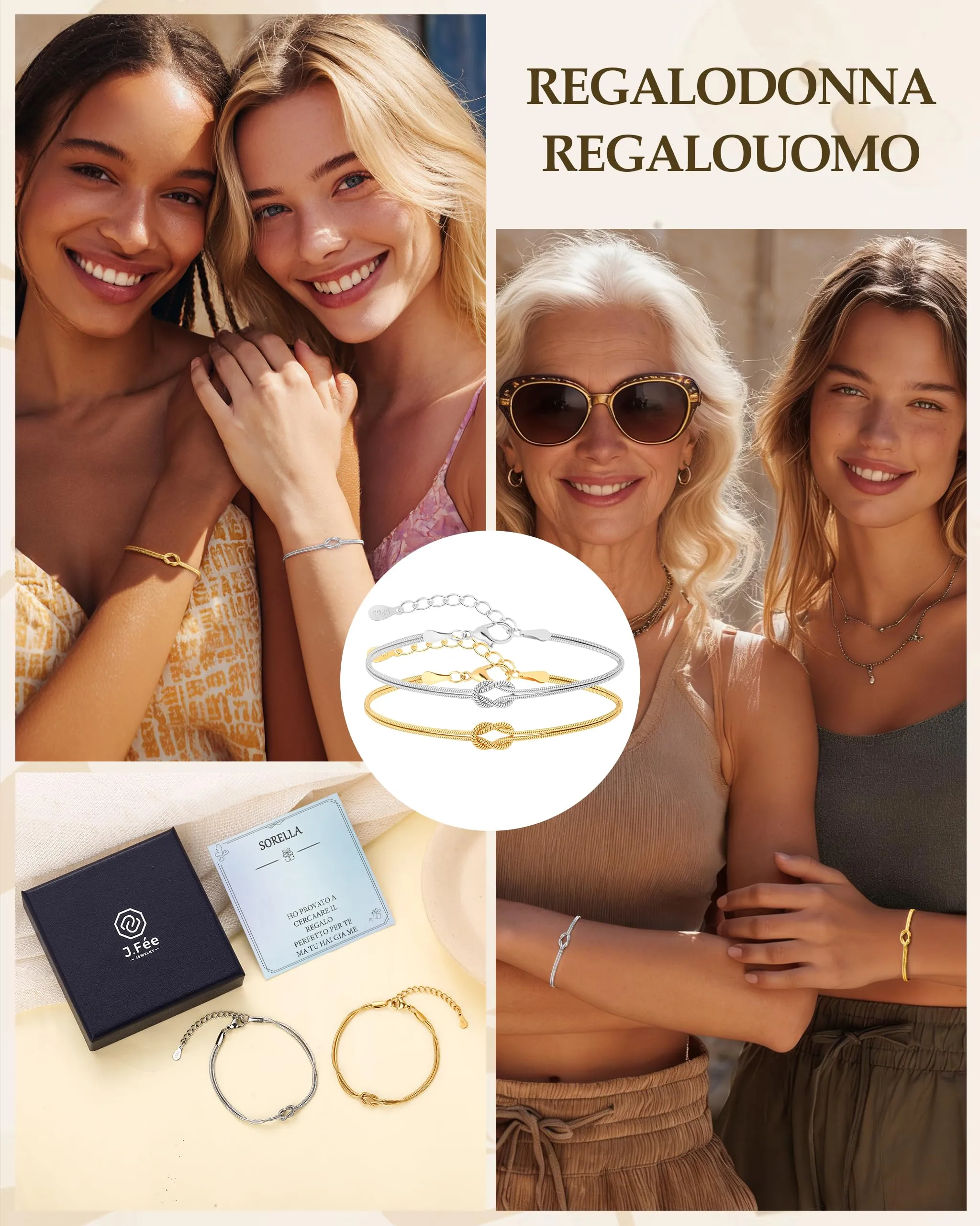 J.Fée Set di 2 Bracciali a Nodo in Argento 925 per Donna - immagine 6