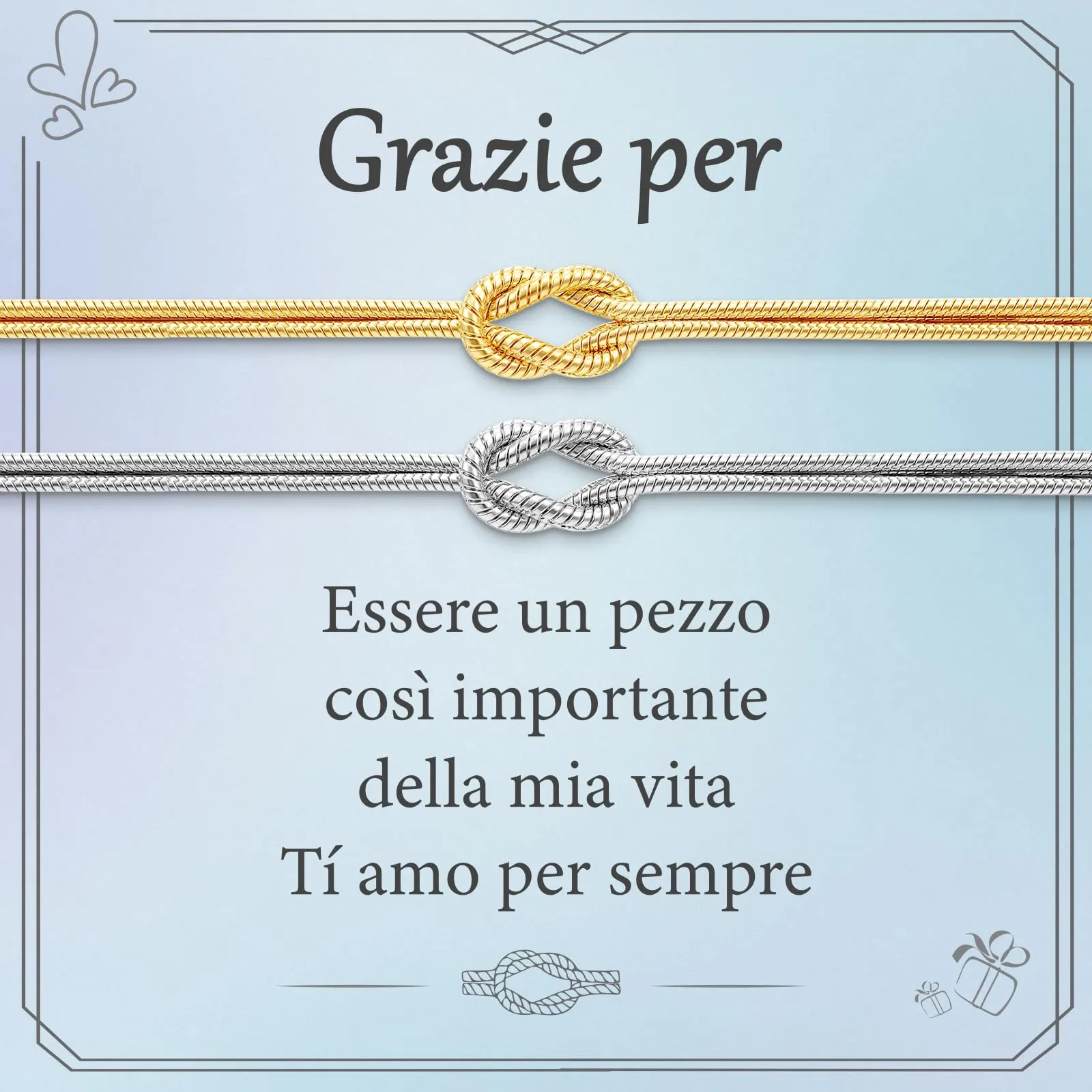 J.Fée Set di 2 Bracciali Nodo in Argento 925, Argento e Oro - immagine 1