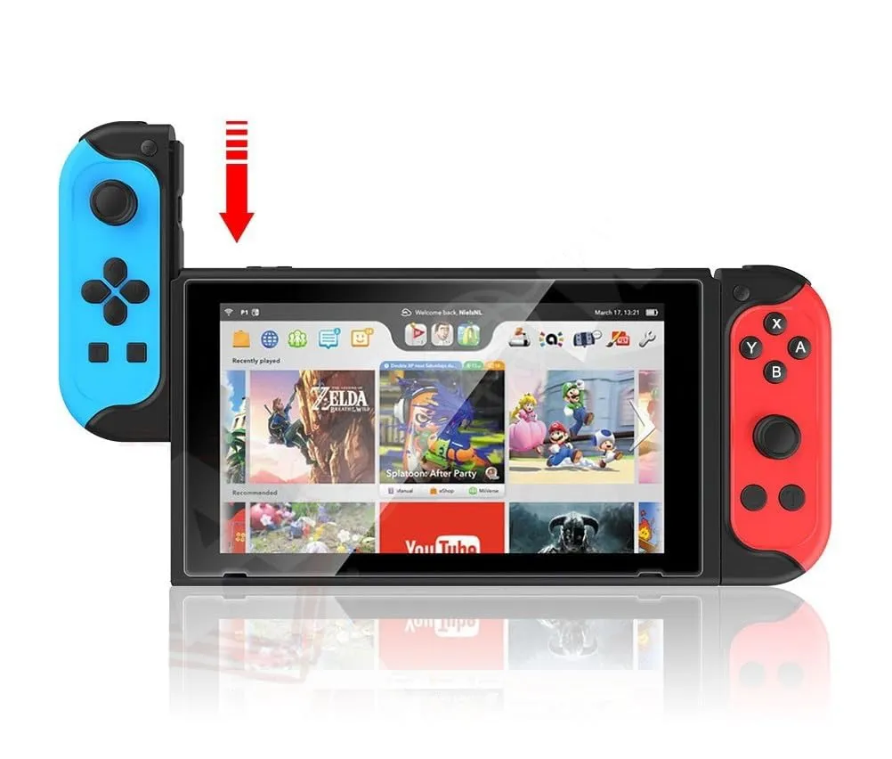 Aglow.it Joystick per Nintendo Switch e Switch OLED, Controller Bluetooth con Batteria Ricaricabile, Blu e Rosso, Kit di 2 Pezzi - immagine 2