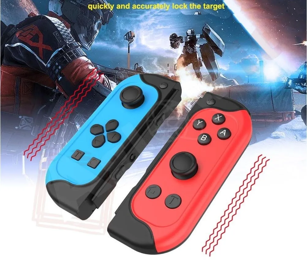 Aglow.it Joystick per Nintendo Switch e Switch OLED, Controller Bluetooth con Batteria Ricaricabile, Blu e Rosso, Kit di 2 Pezzi - immagine 3