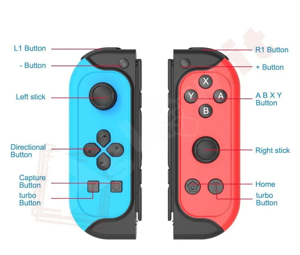 Aglow.it Joystick per Nintendo Switch e Switch OLED, Controller Bluetooth con Batteria Ricaricabile, Blu e Rosso, Kit di 2 Pezzi - immagine 4