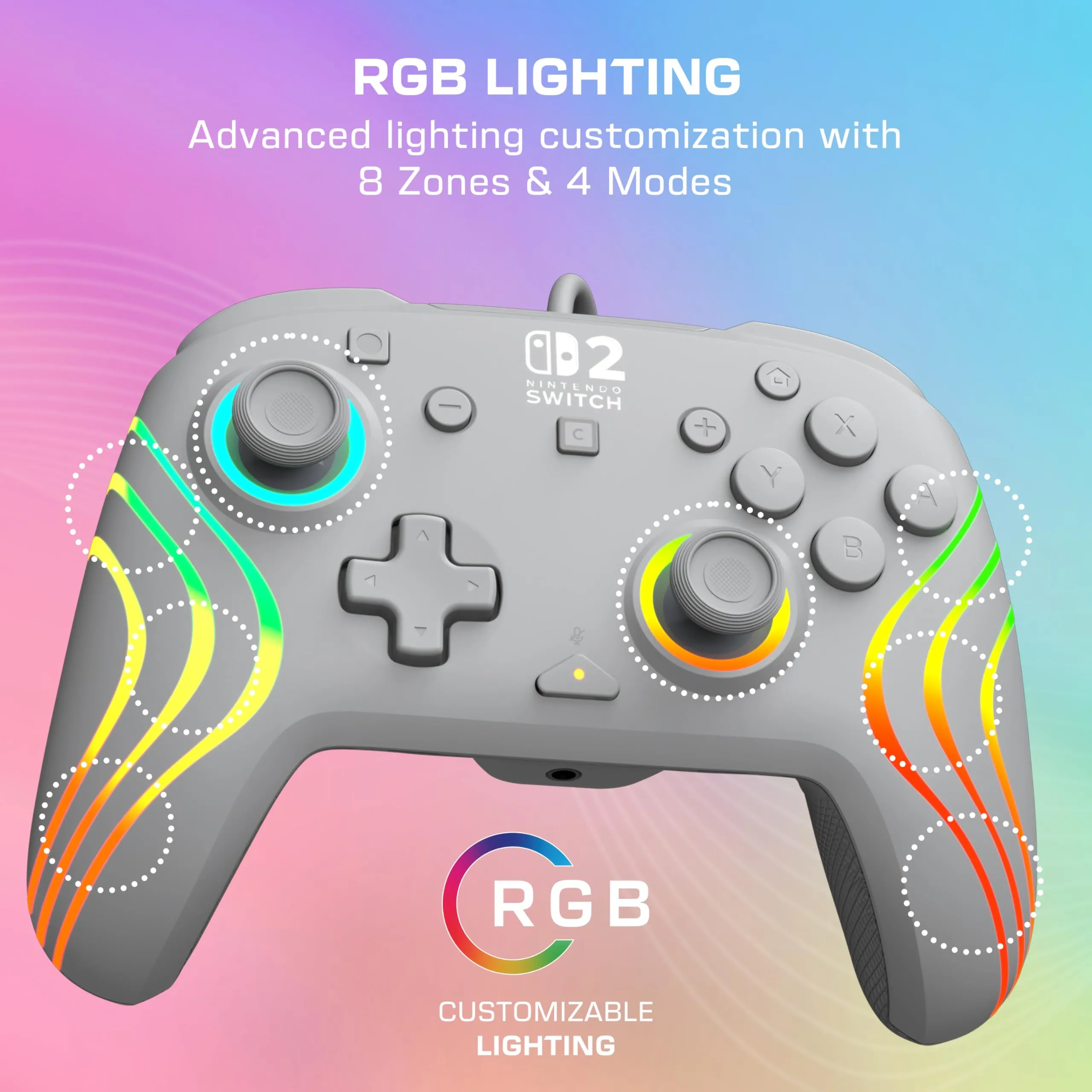 Turtle Beach Afterglow Grigio Wired RGB Gaming Controller for Nintendo Switch 2 - immagine 4