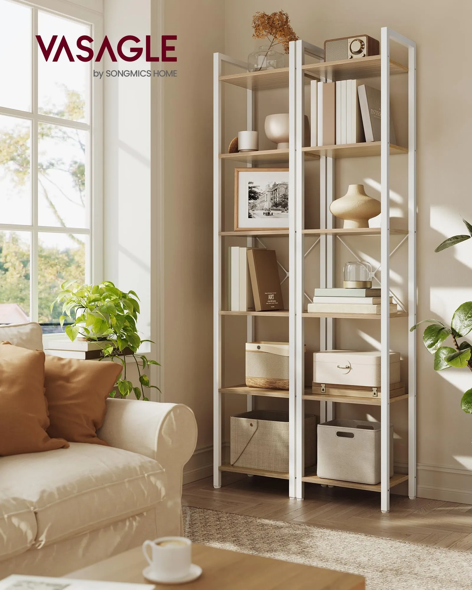 VASAGLE Libreria a 6 Ripiani, 39,6 x 30 x 187 cm - immagine 2