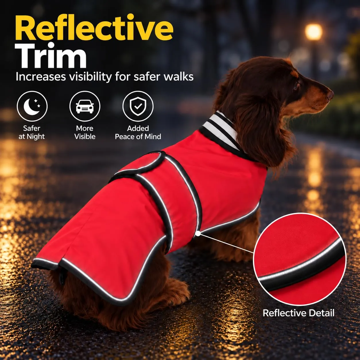Impermeabile per cani Morezi, Rosso, M - immagine 4