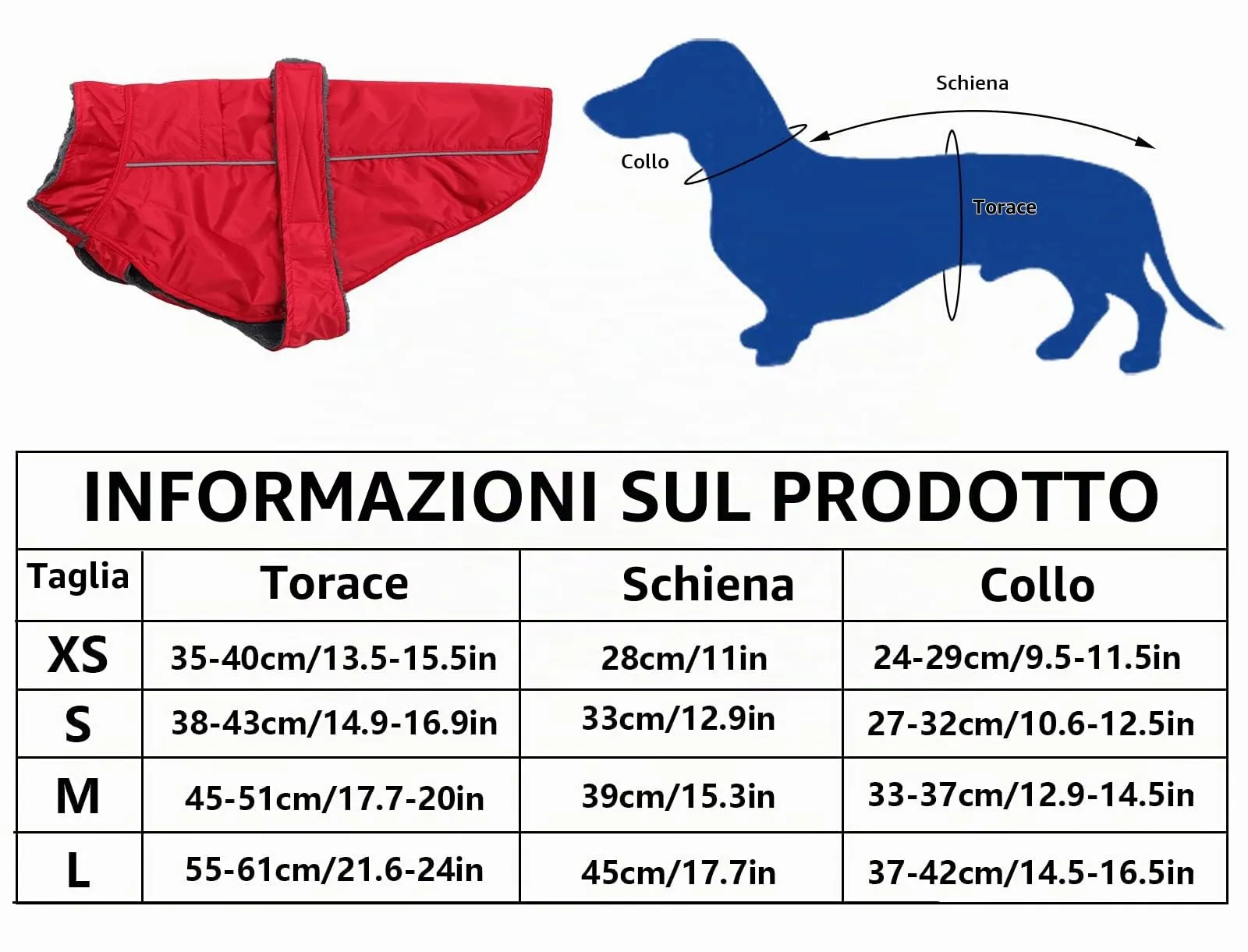 Morezi Impermeabile per Bassotti, Fodera in Pile e Finiture Riflettenti, Rosso, M - immagine 6