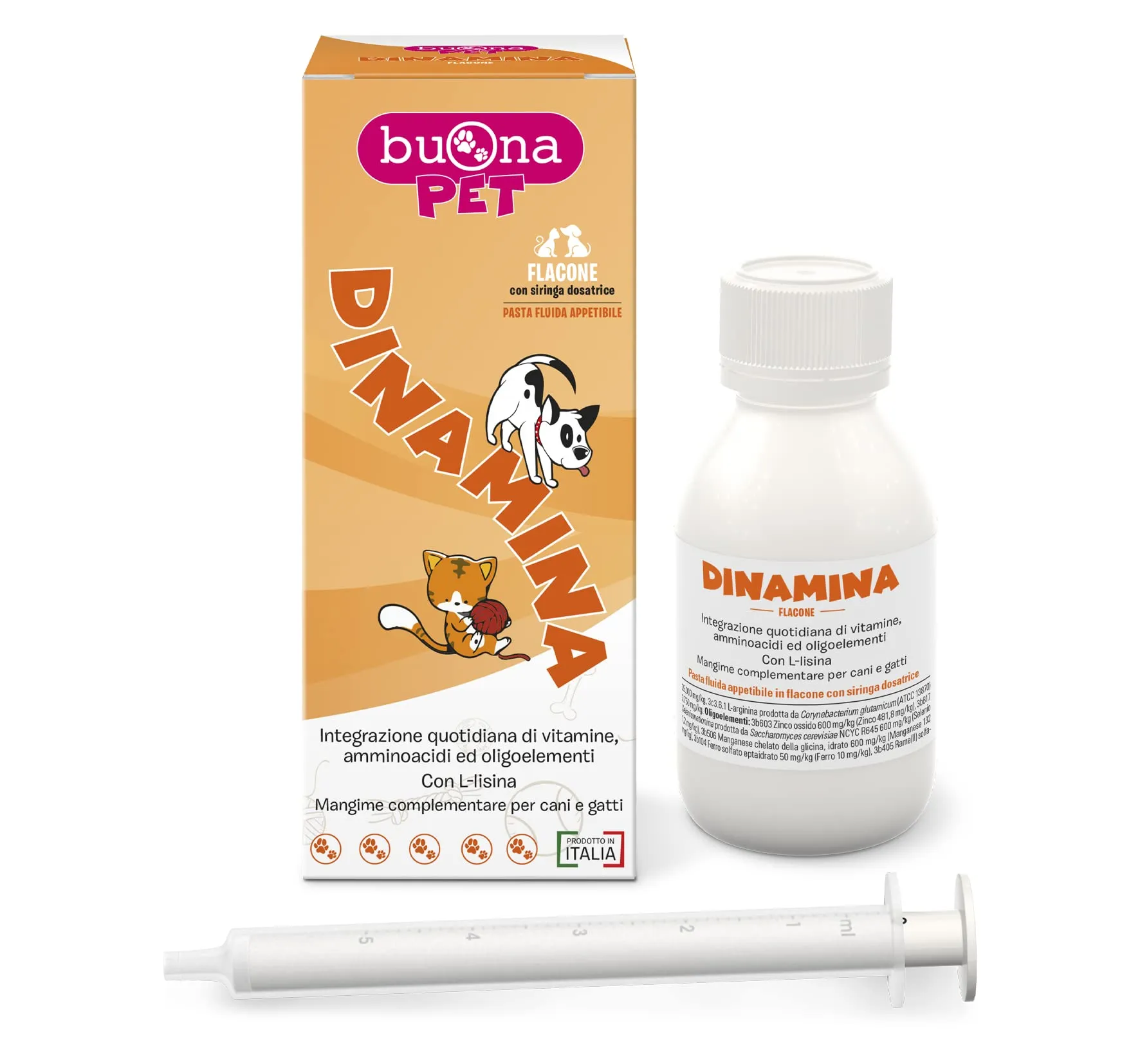 Buona Pet Dinamina Mangime Complementare per Cane e Gatto, 60g con Siringa - immagine 1