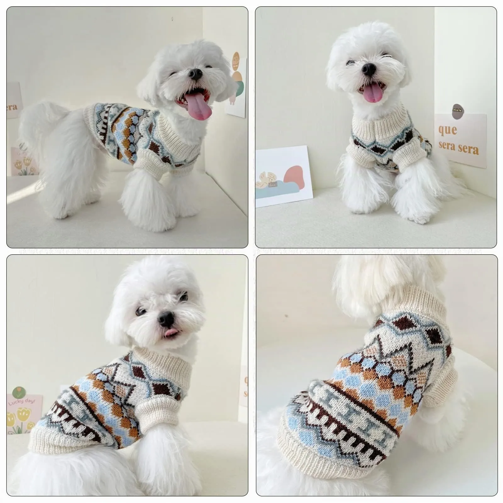 Hjumarayan Maglione per Cani di Taglia Piccola e Media, Pullover Invernali Lavorato a Maglia (L) - immagine 6