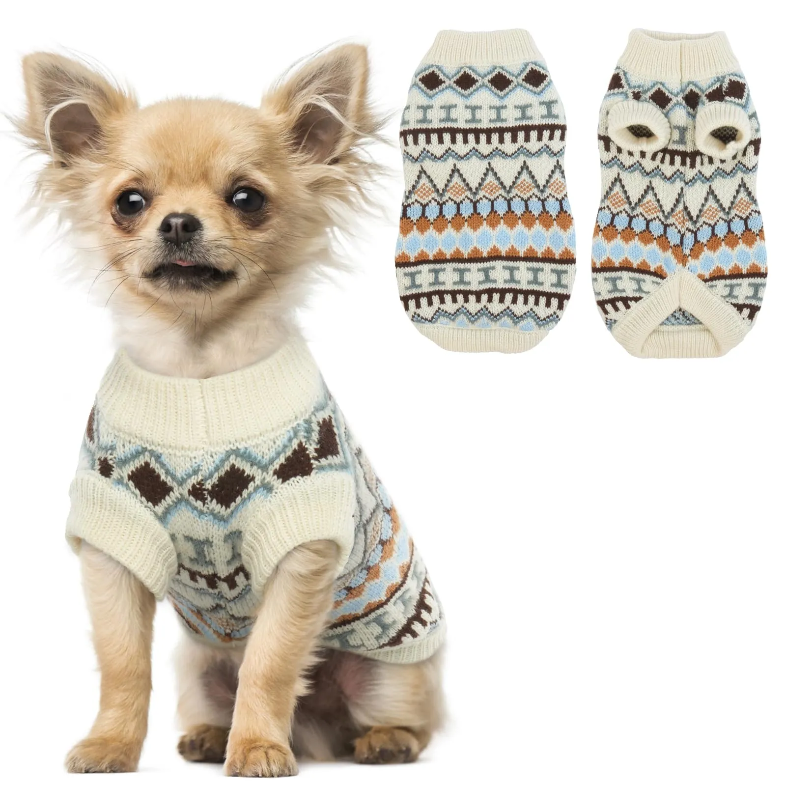 Hjumarayan Maglione per Cani di Taglia Piccola Media, Inverno, Beige (S) - immagine 1