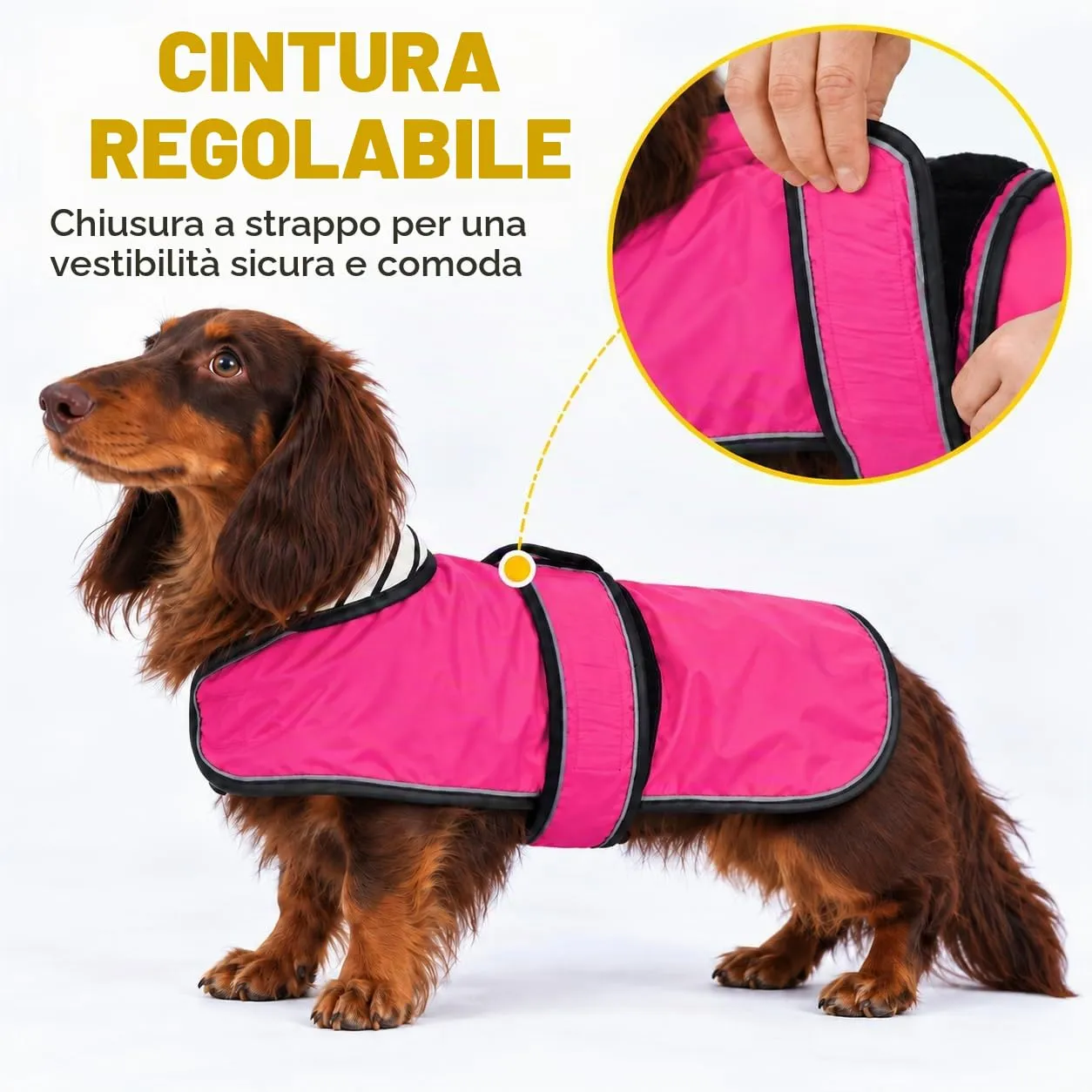 Morezi Impermeabile per Cani con Strisce Riflettenti, Rosa, XS - immagine 3