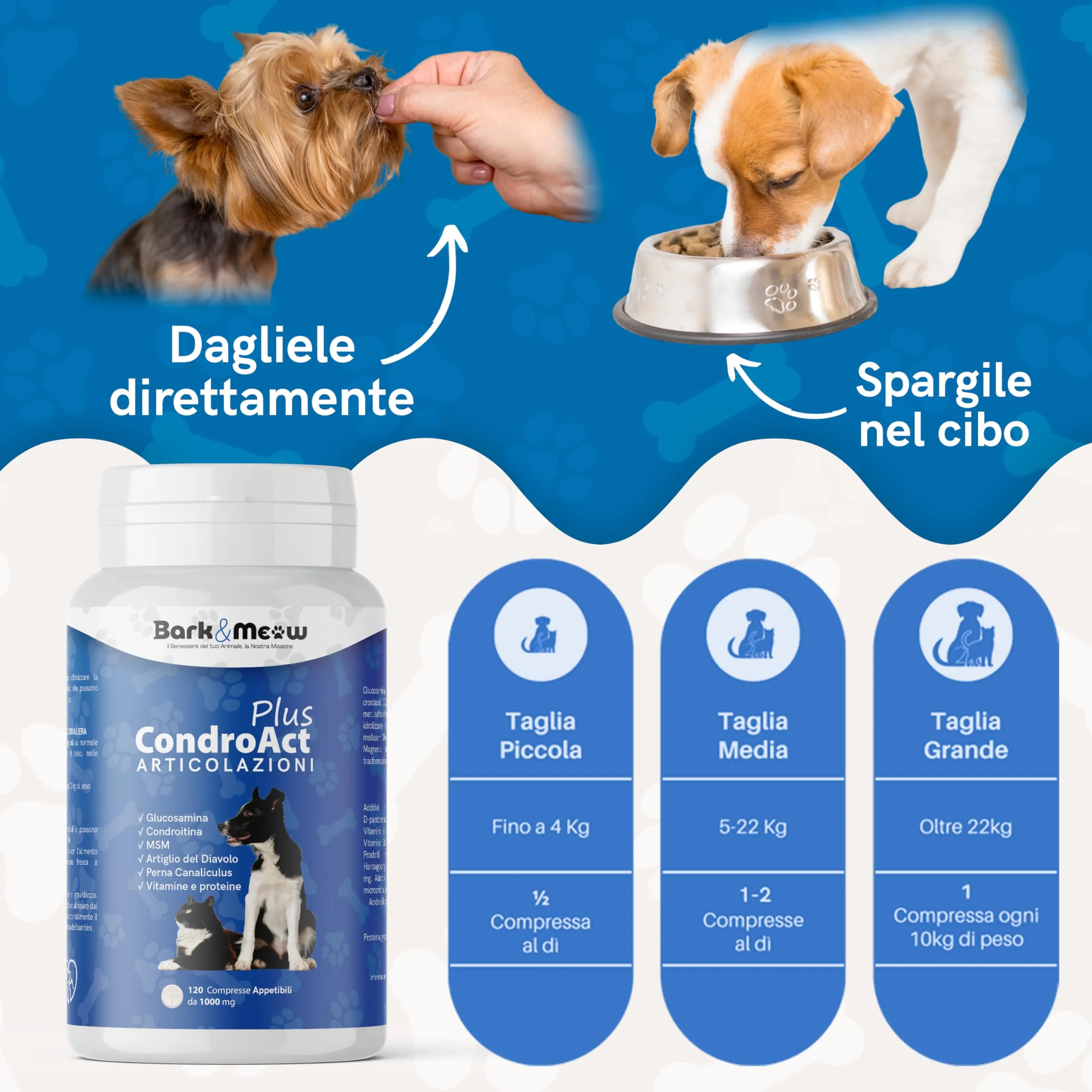 Bark & Meow CondroAct Plus Integratore Articolazioni Cane e Gatto, 120 Compresse - immagine 5