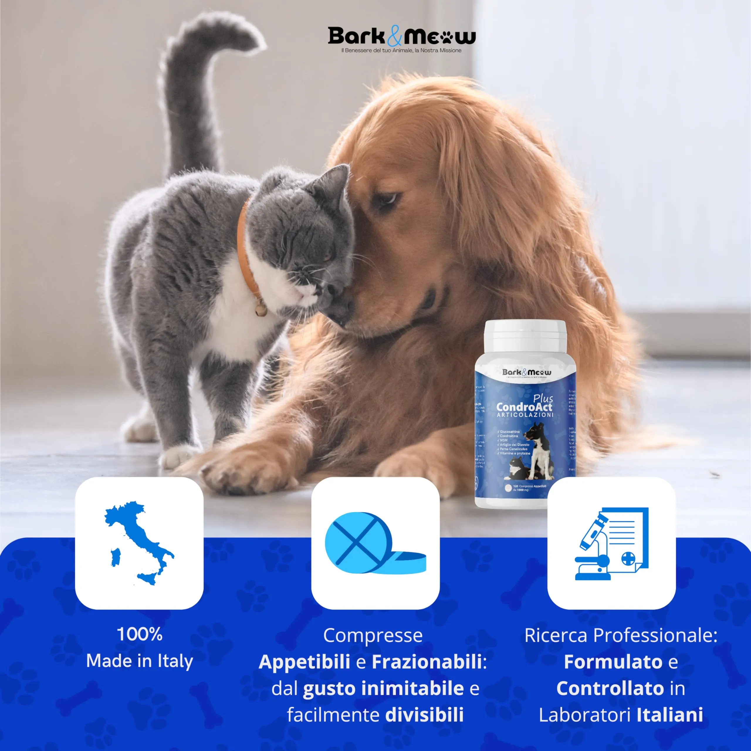 Bark & Meow CondroAct Plus Integratore Articolazioni Cane e Gatto, 120 Compresse - immagine 6