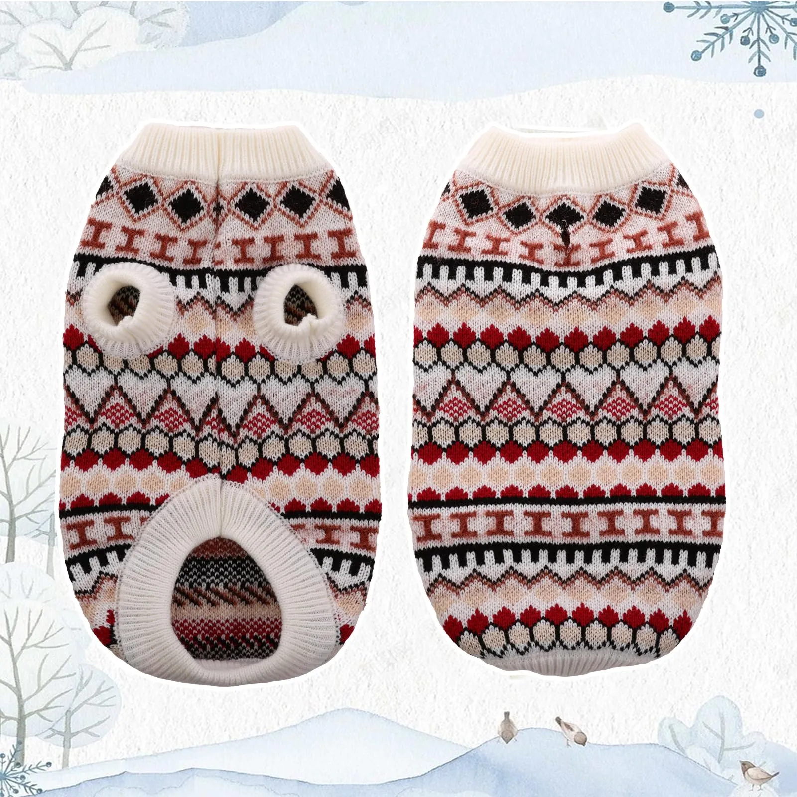 Hjumarayan Maglione per cani stile bohémien con foro per imbracatura, rosso, XXL - immagine 3