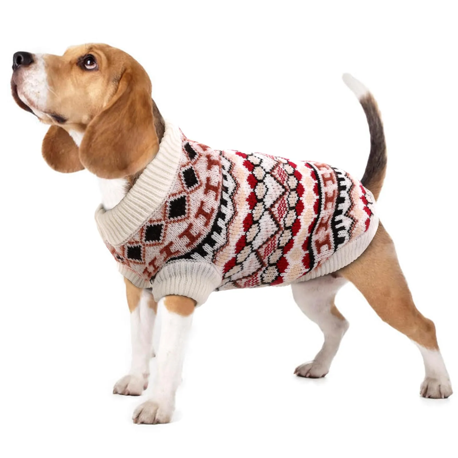 Maglione Hjumarayan per Cane Natalizio, Bordato a Coste Elasticizzato, Rosso L - immagine 1