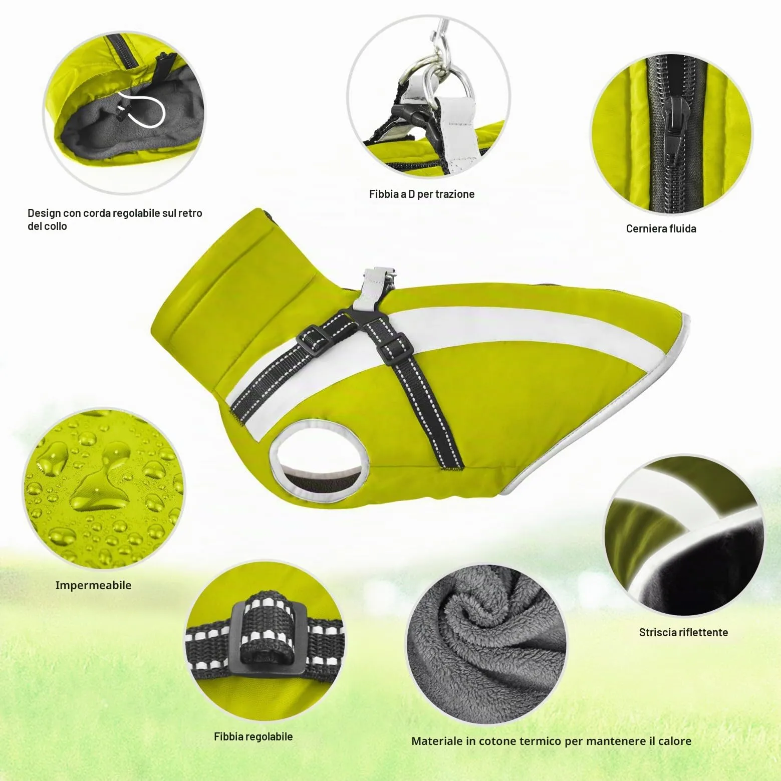 Oslueidy Cappotto Impermeabile per Cane con Harness, Giacca Invernale Calda e Antivento, Taglia 5XL - immagine 6