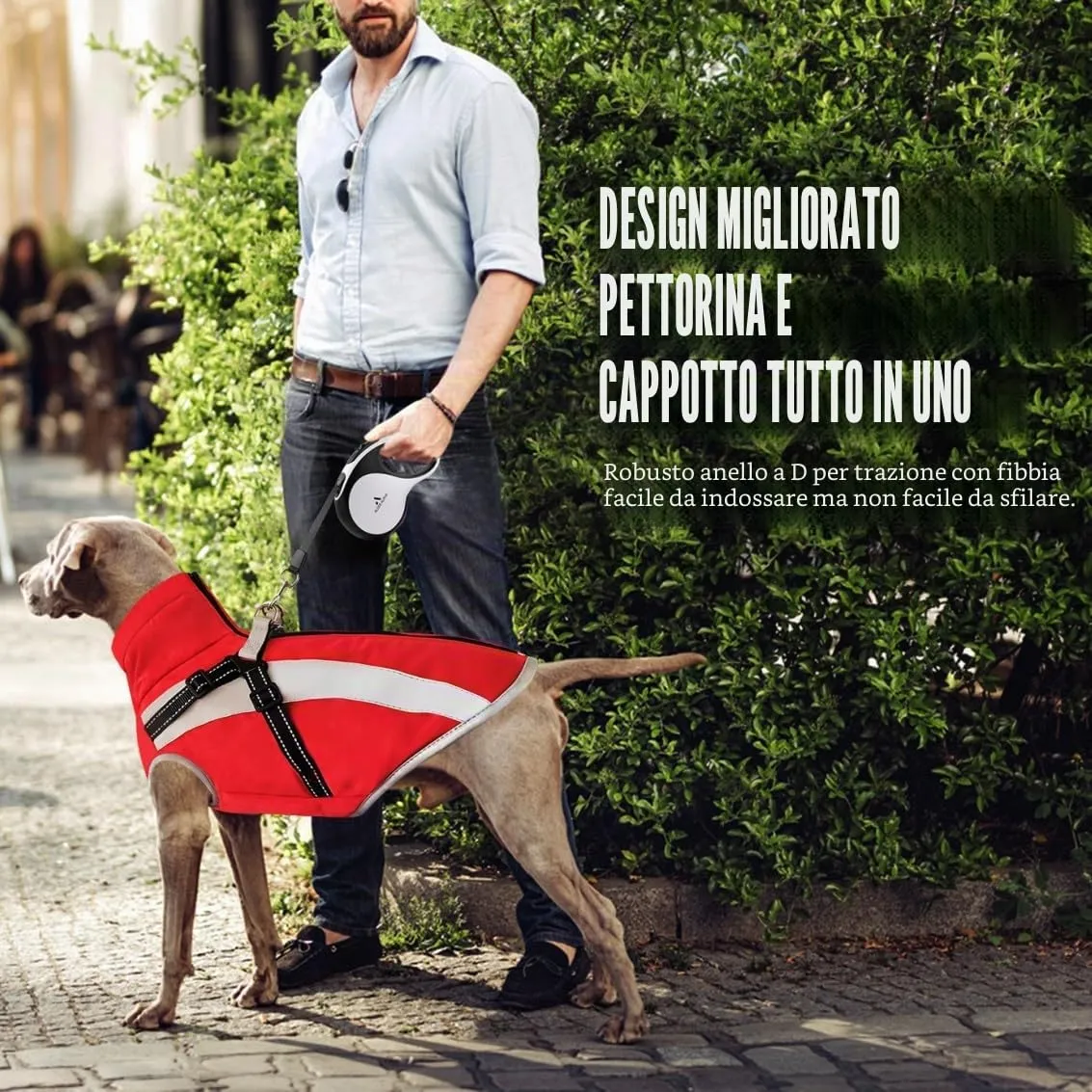 Oslueidy Cappotto Impermeabile per Cane con Harness, Giacca Invernale Calda Antivento, Taglia 5XL - immagine 3