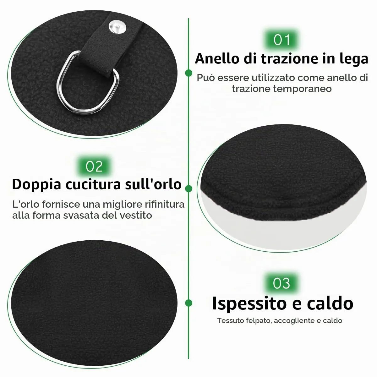 FFTANXS Maglioncino e Cappottino per Cani e Gatti di Taglia Piccola con Anello a D, Nero, L - immagine 6