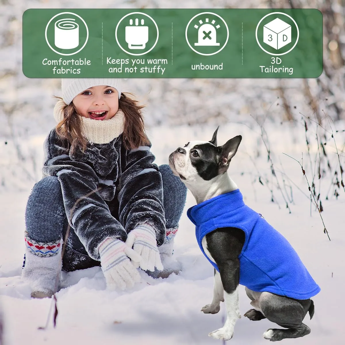 FFTANXS Maglioncino per Cani e Gatti con Anello a D, Blu, S - immagine 3