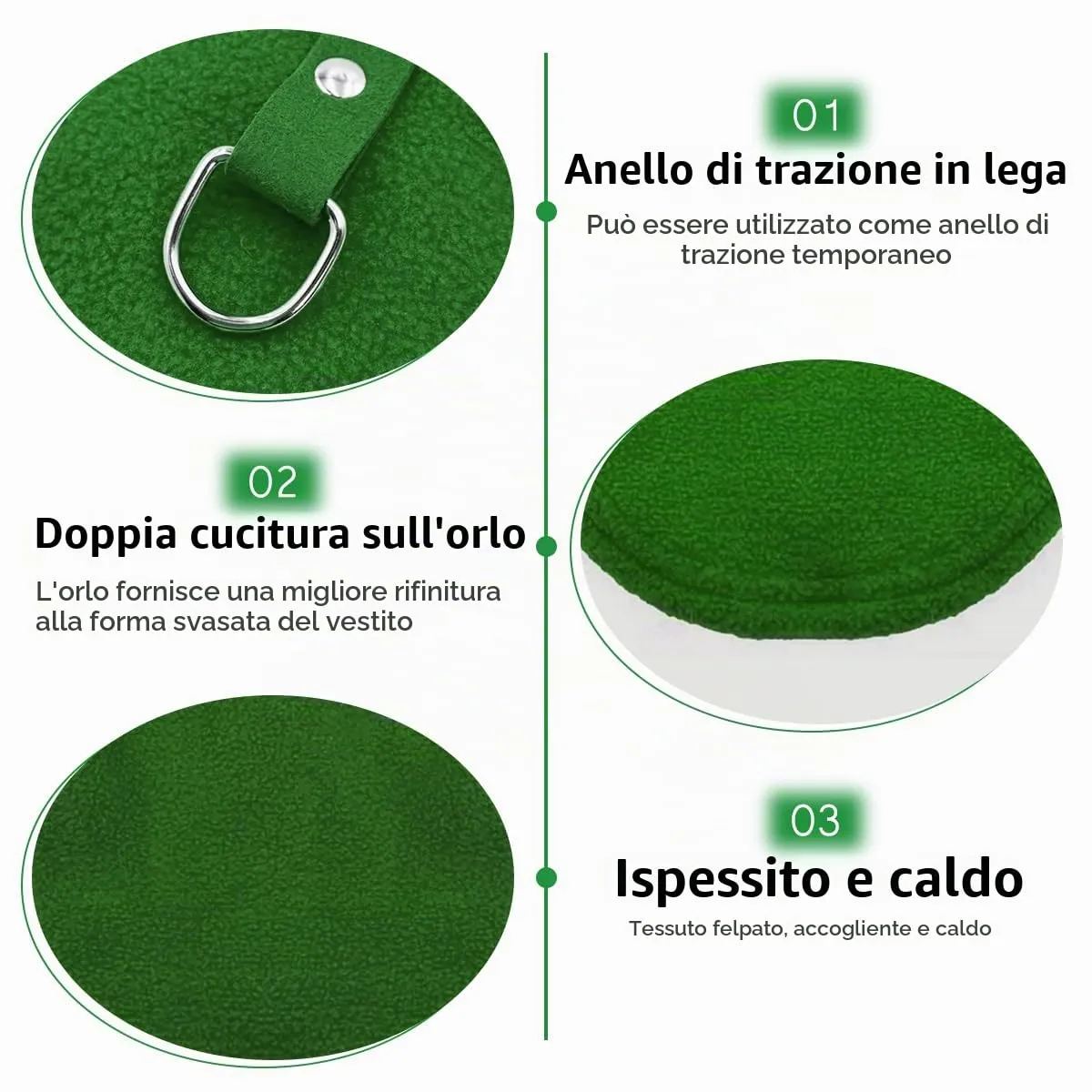 FFTANXS Cappotto con imbracatura per cani di piccola taglia, verde, L - immagine 4