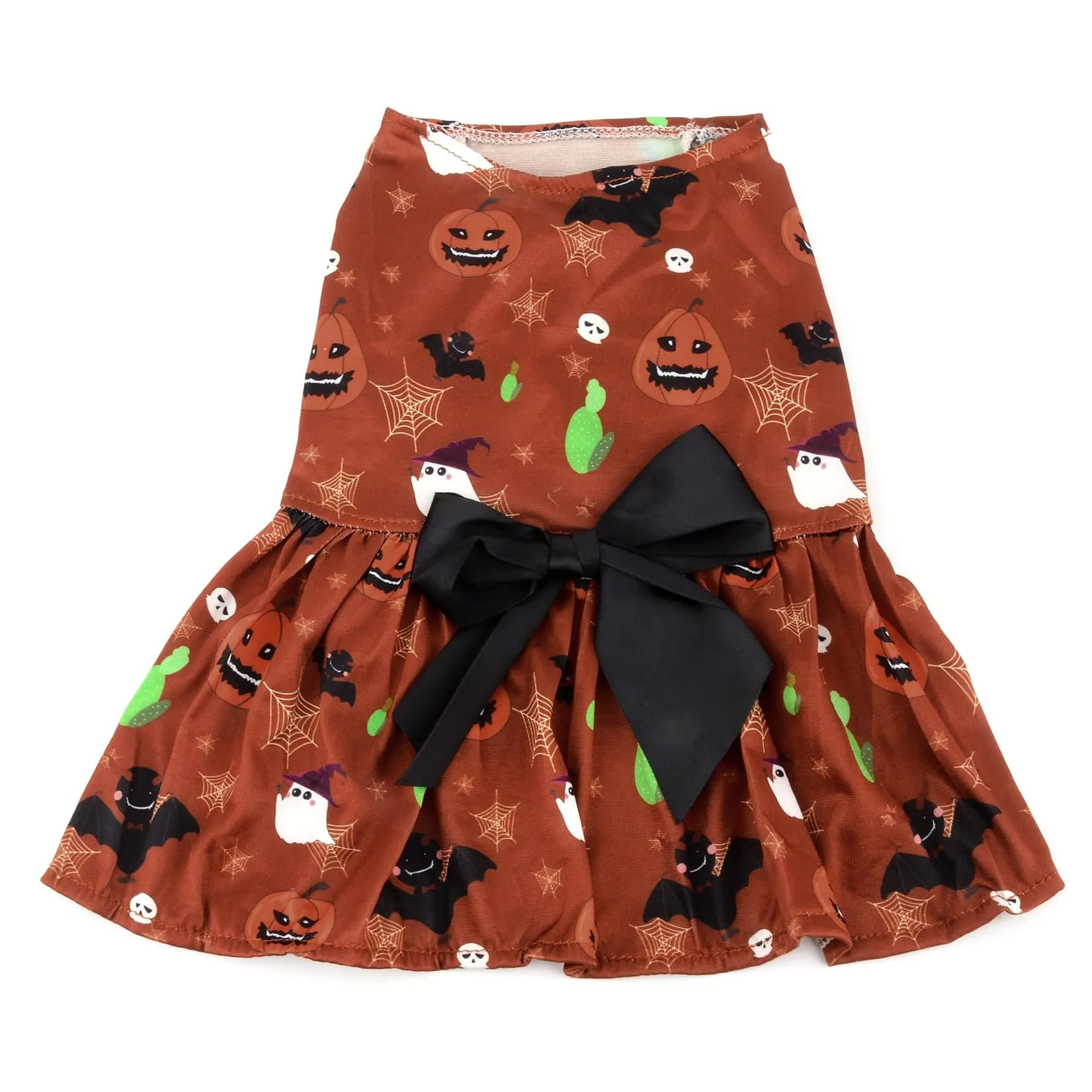 Zunea Abiti da Halloween per cani e gatti di piccola taglia, stampa zucca/fantasmi/pipistrello, gonna morbida - immagine 3