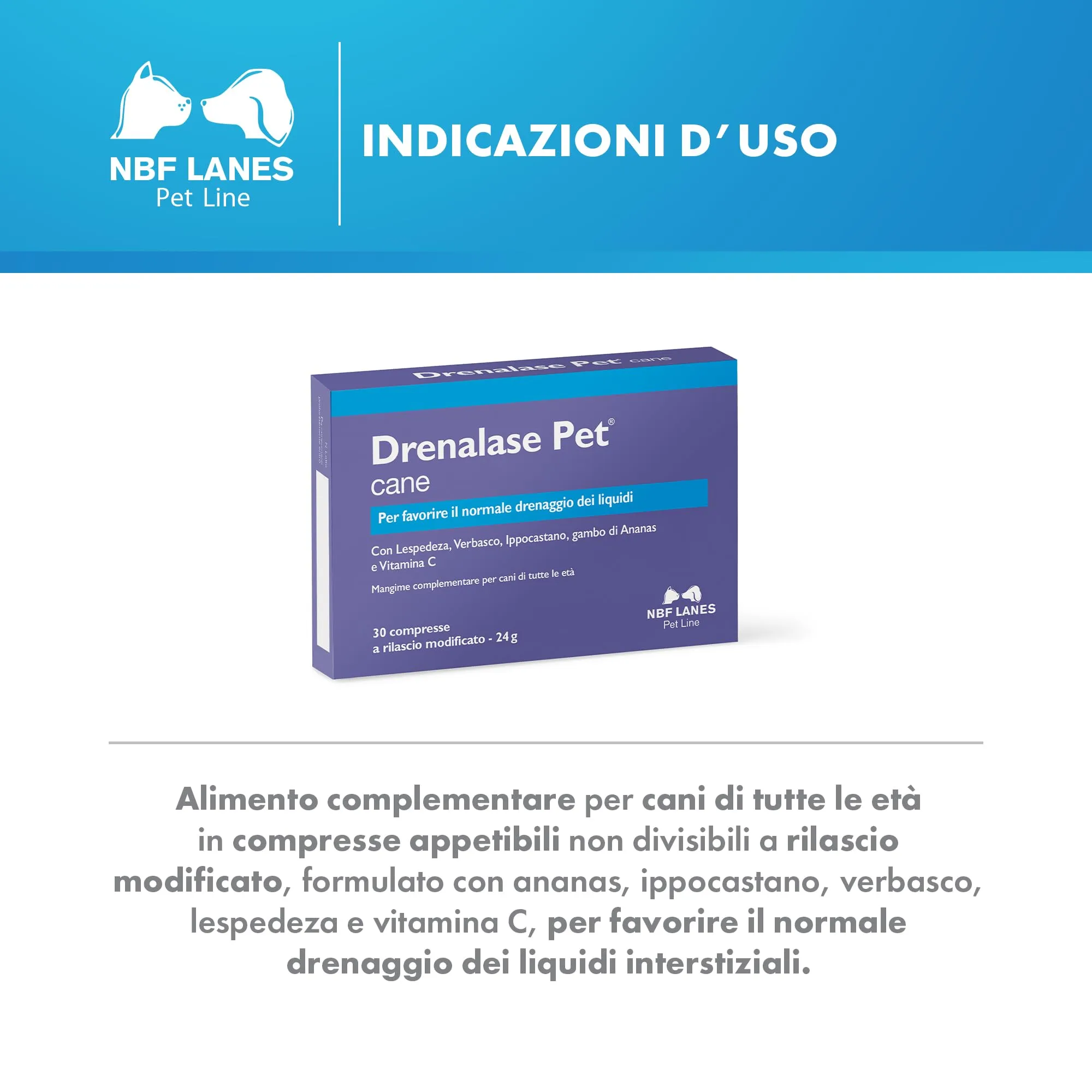 NBF Lanes Drenalase Pet Cane, 30 Compresse a Rilascio Modificato - immagine 3