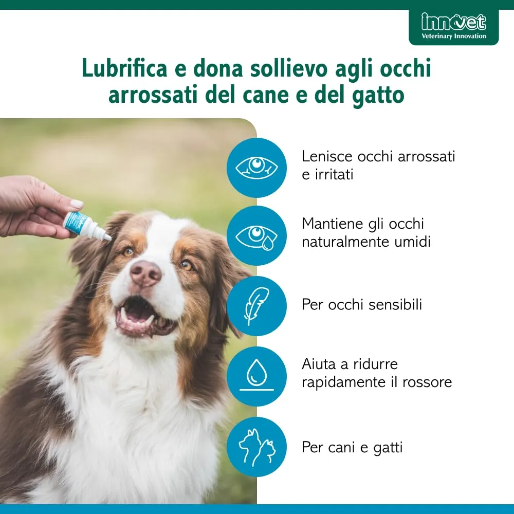 Innovet Oculvet Gocce 10 ml - Gocce Oftalmiche Lenitive e Lubrificanti per Cani e Gatti - immagine 2